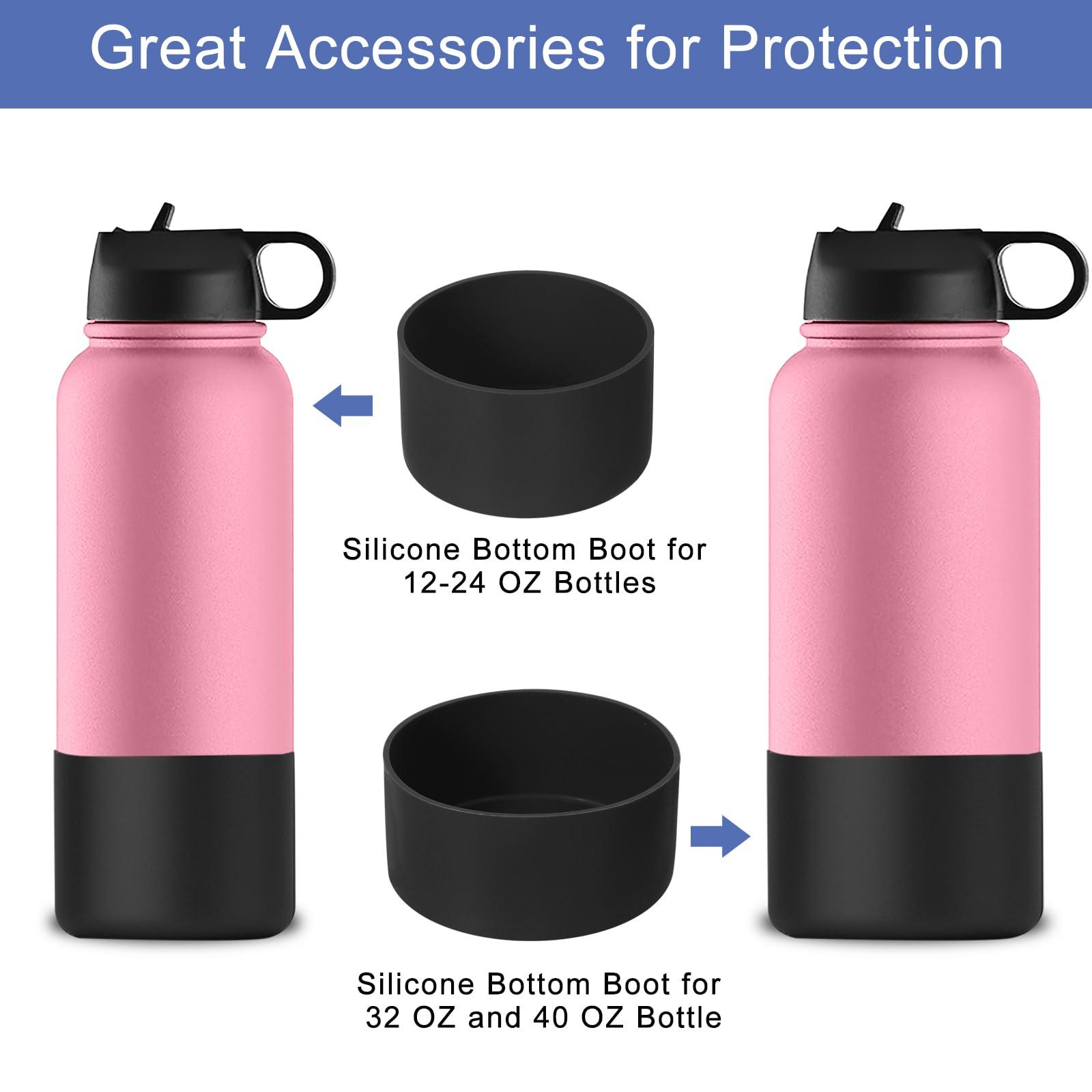 uxcell uxcell 2pcs 6cm Protective Silicone Boot Sleeve for 12-24 oz, Water Bottle Bottom Silicone Anti-Slip Sleeve Cover, Irregular Shape Cup Accessories, Light Yellow