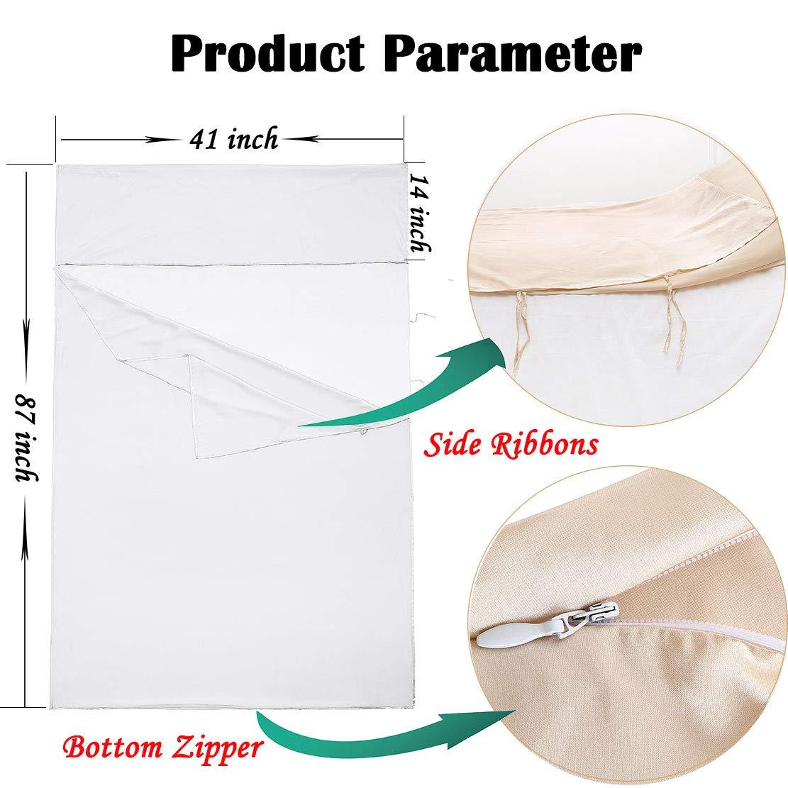 Cozysilk Cozysilk 100% Mulberry Silk Sleeping Bag Liner - Silky Single Luxury Bed Sheets, Not Slide Out of Bed - Hotel Travel Sheets (White, Single Luxury - 41 x 87 inch)