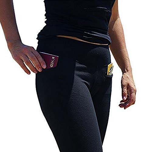 Clever Travel Companion Clever Travel Companion Everyday Leggings Gym Pants - Pickpocket & Loss Proof Cute Pants Travel Tight Leggings - Seamless Workout Leggings for Women with Two Secret Hidden Pockets - Black XXXL
