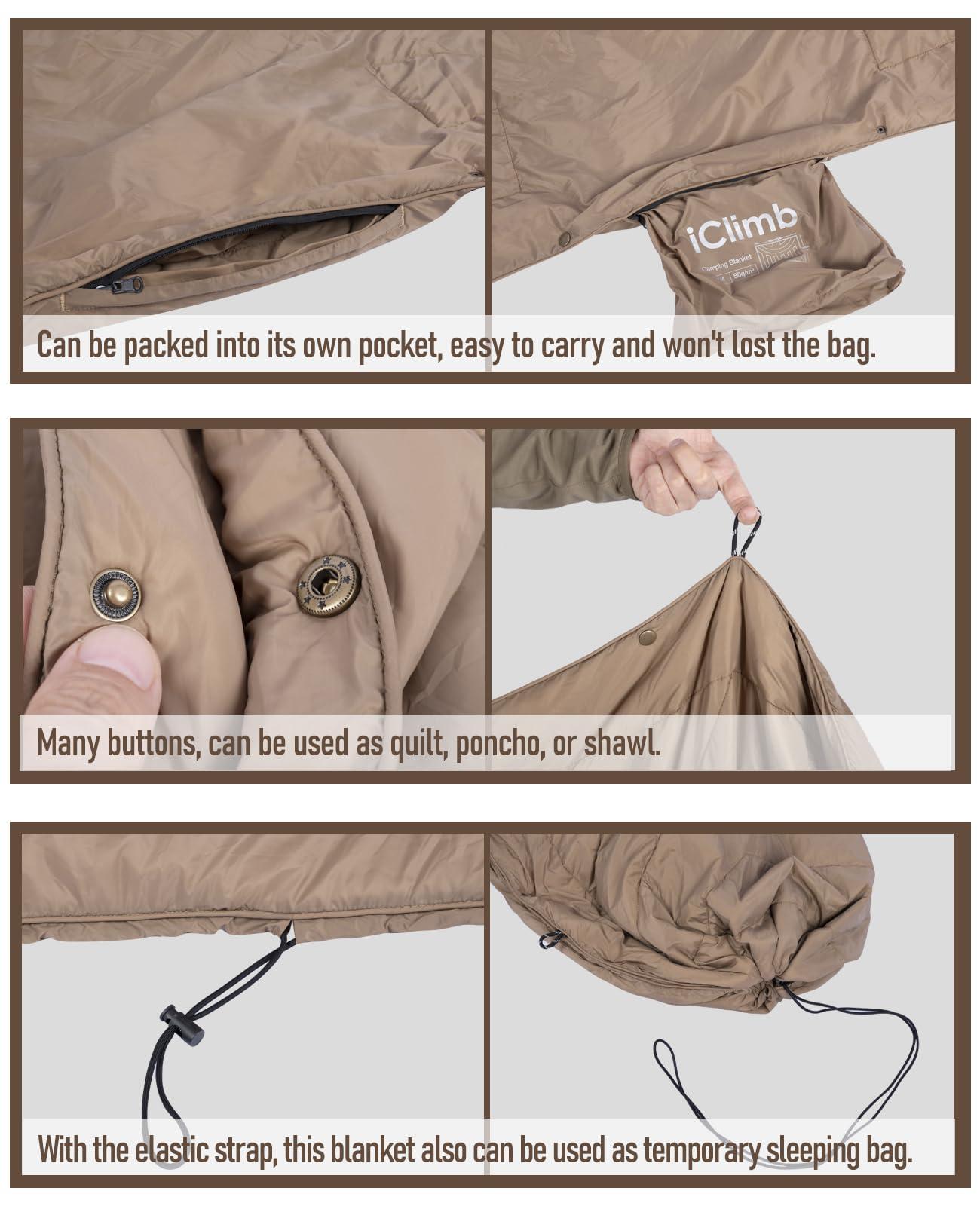 iClimb iClimb 3M Thinsulate Insulation Warm Camping Blanket Ultralight Compact (Khaki)