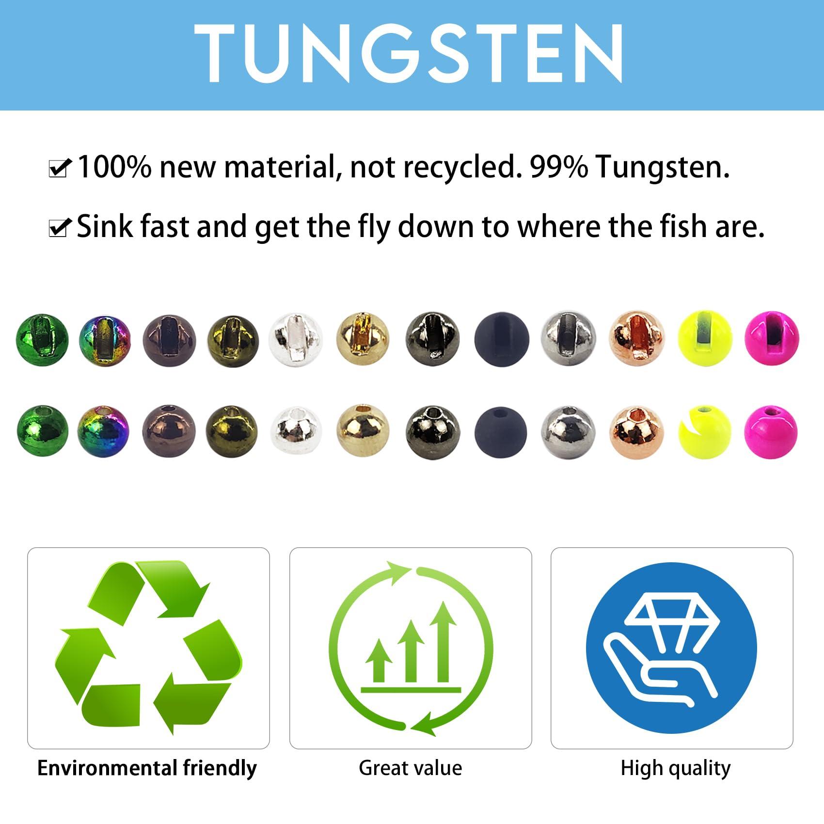 EUPHENG EUPHENG 25 PC Slotted Tungsten Beads Fly Tying Beads Head for Nymph Fishing Materials 12 Colors / 5 Sizes