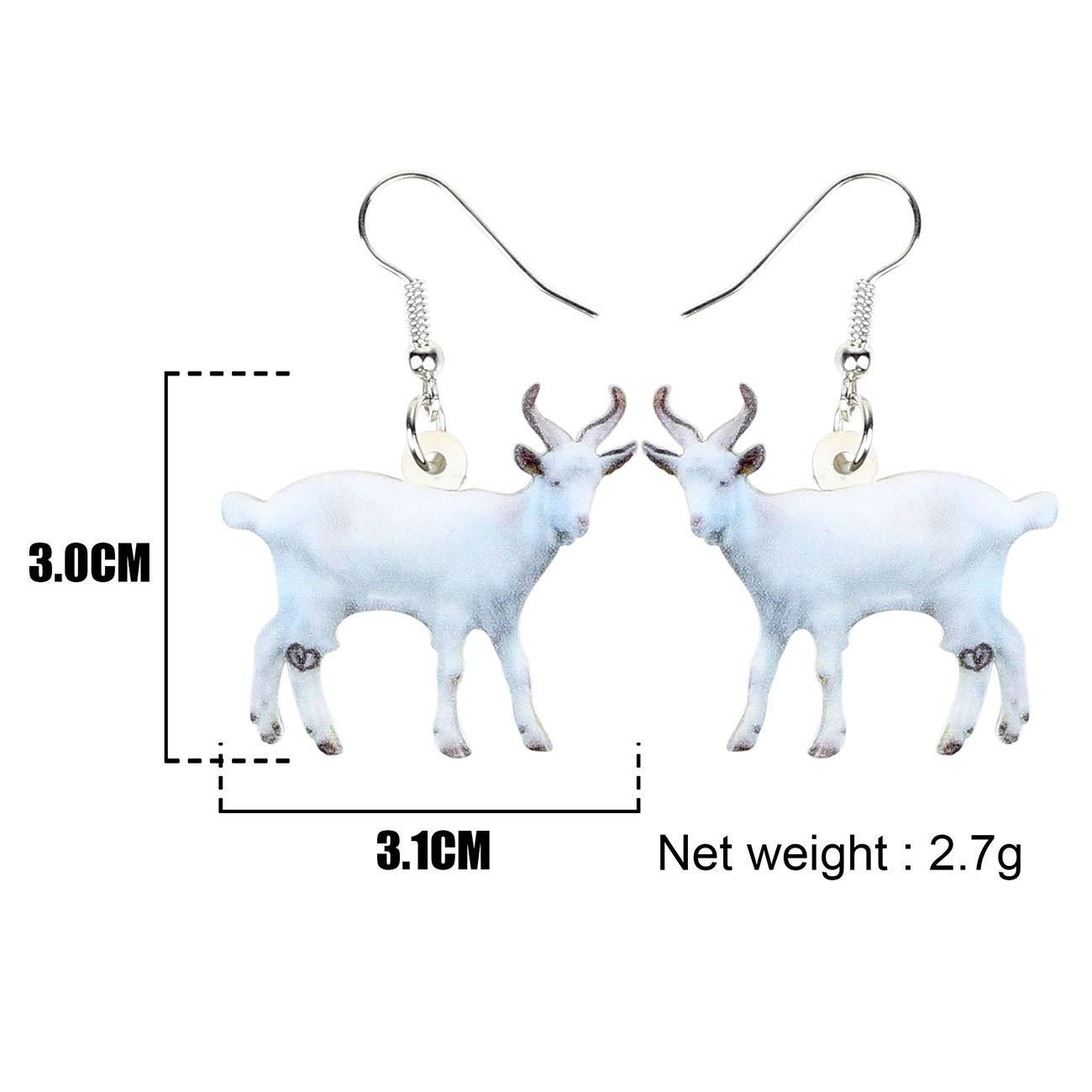 DUOWEI DUOWEI Acrylic Lovely Goat Earrings Novelty Drop Dangle Jewelry for Women Lovers Unique Gifts and Souvenir (White)