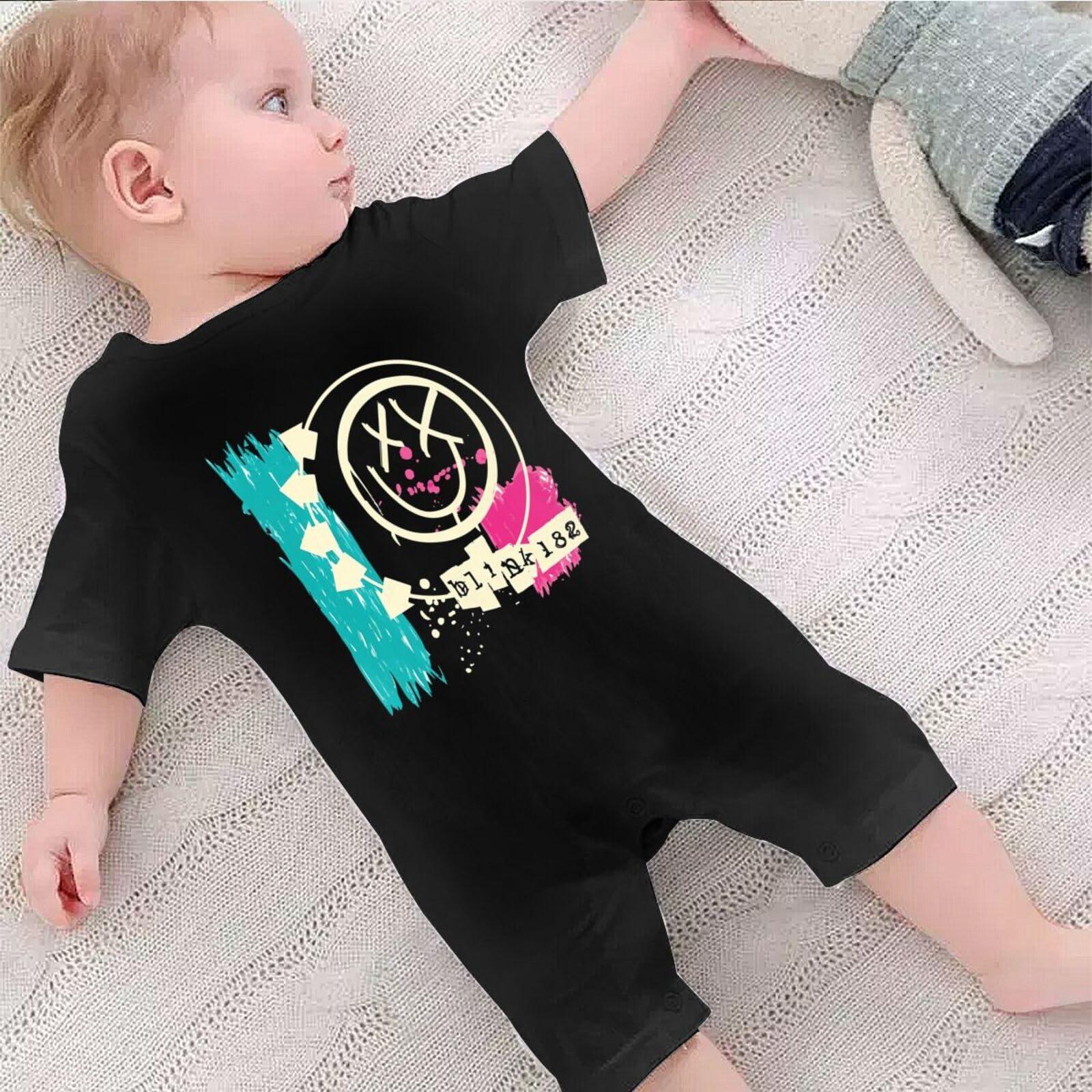 GUONHGD Blink Rock 182 Baby Clothes Bodysuit,0-3 Months Baby Girl Clothes, Newborn Infant Short-Sleeve One-Piece Bodysuits,Infant Romper Bodysuit Cotton Baby Girl Bodysuit 18 Months*Blink 182,B 182