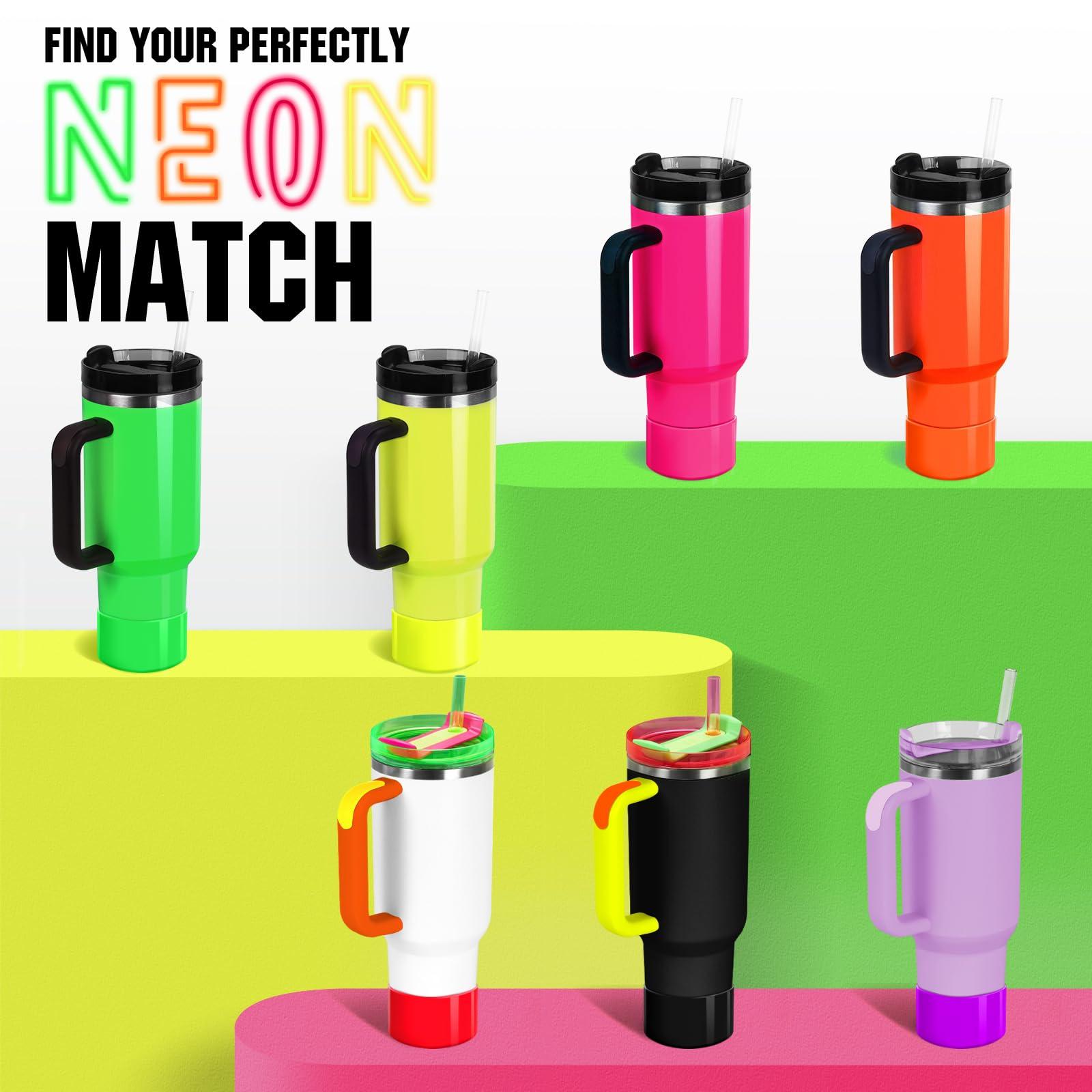 NBOOCUP Neon Protective Silicone Boot for Stanley Cup 20-40oz, Hydro Flask 12-24oz & Simple Modern 20-40oz, Antislip Sleeve Cover Neon for More Tumblers & Water Bottles with 2.8-2.95" Base, Electric Pink