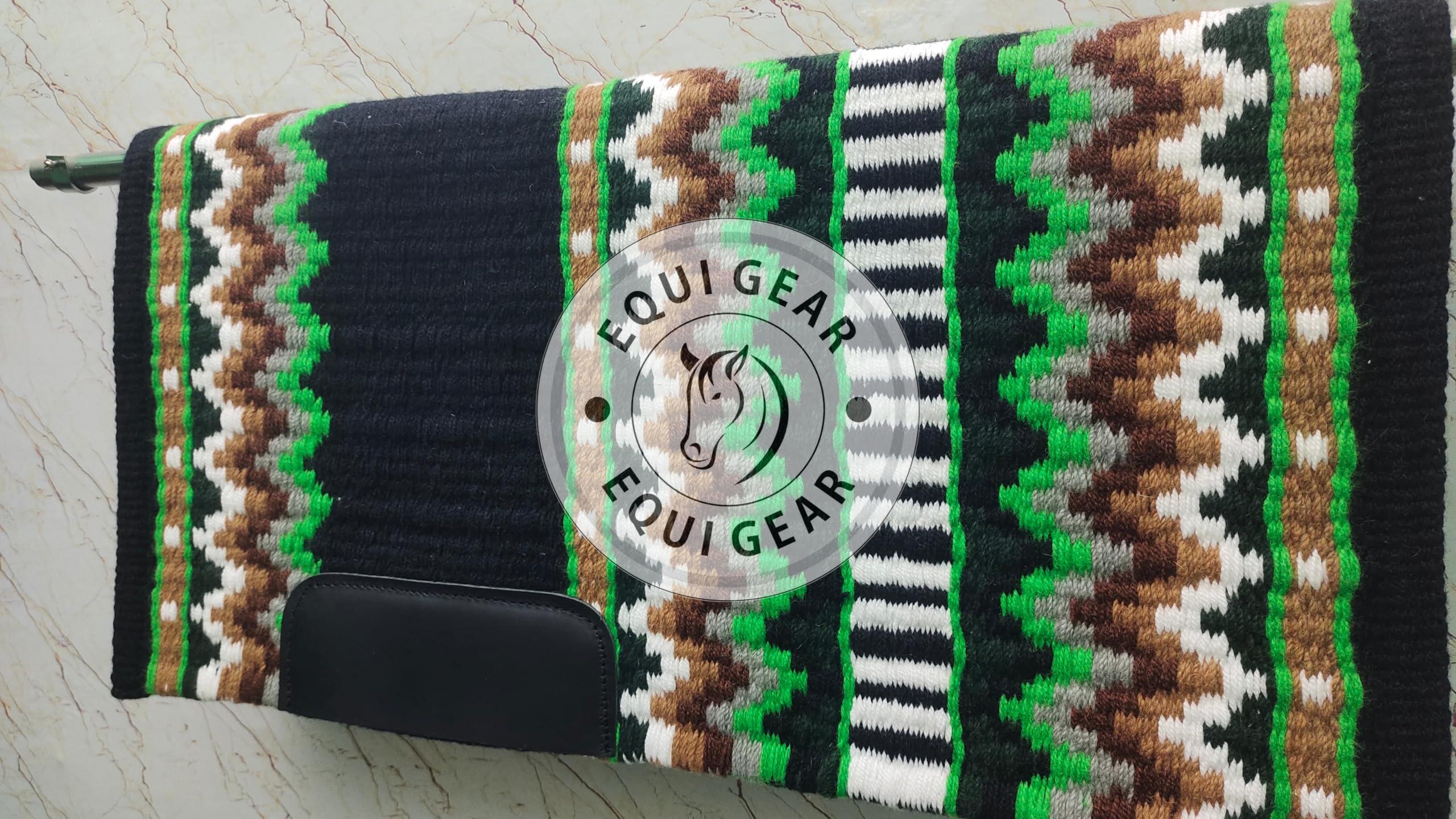 EQUIGEAR EQUIGEAR Western Ranch Horse Saddle Blanket New Zealand Wool Western Design Handmade Saddle Blanket Top Wool Pad Sensor Flex (Customization Available) ZB-062 (34" x 32")