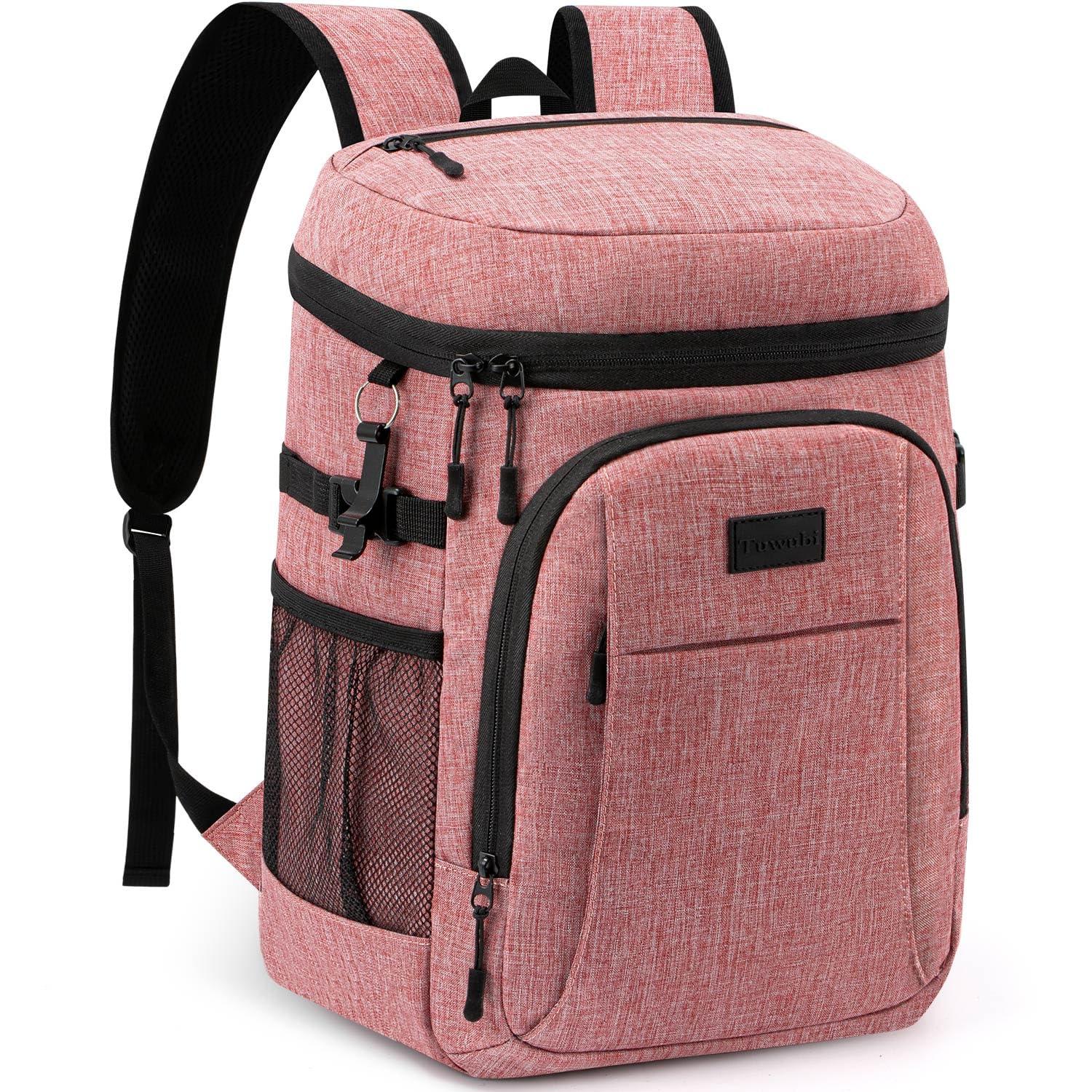 Tuwubi Tuwubi Cooler Backpack 35 Cans, Backpack Coolers Insulated Leak Proof for Men Women, Waterproof Soft Sided Lunch Camping Beach Travel Ice Chest Backpack Cooler Bag Pink