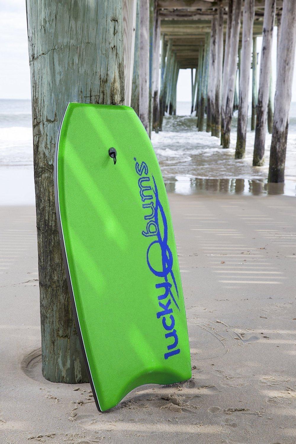 Lucky Bums Lucky Bums Boogie Board for Kids and Adults - Body Boards for Beach, River, & Lake, Mini Wakeboard with EPS Core Slick Bottom and Leash, Green, 37-inch