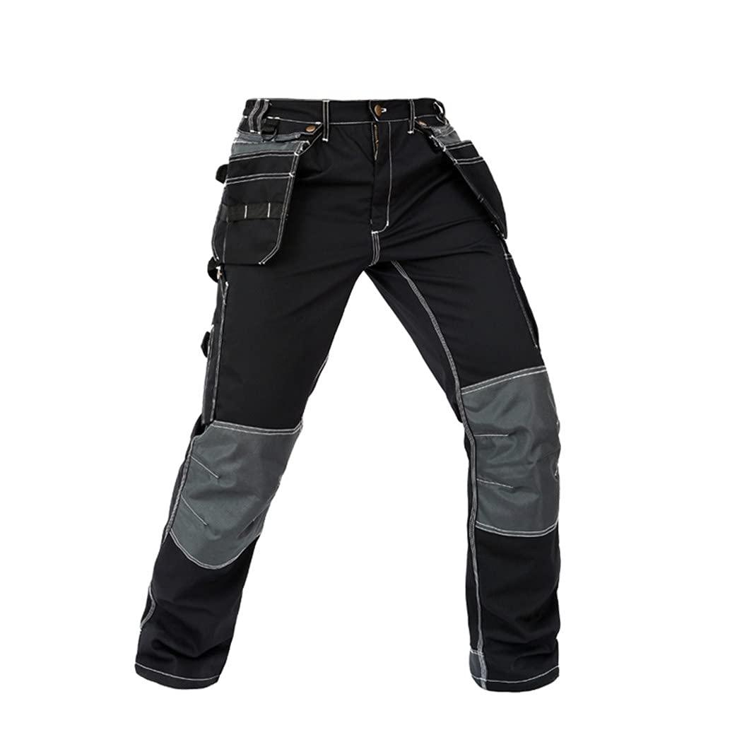 KEHAIOO KEHAIOO Men's Black Workwear Pants, Multi Pockets Working Uniforms, Stretch Military Tactical Pants 03 Black 3XL