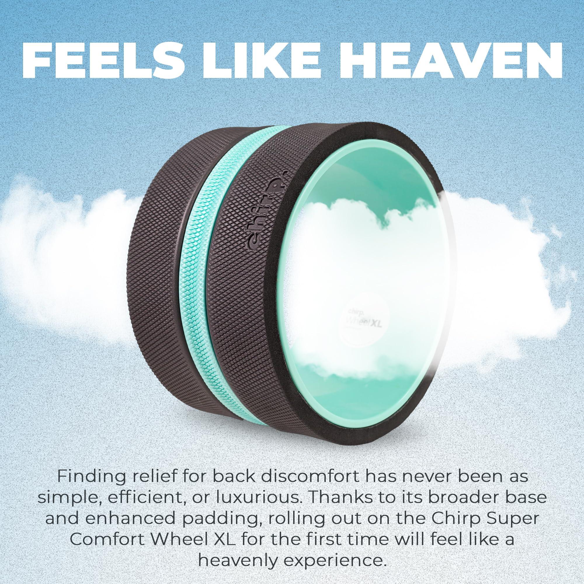 Chirp Chirp Wheel XL - Super Comfort Back Massage Foam Roller - Wider Back Stretcher, Plush Cushion, Enhanced Stability, Spinal Protection, Trigger Point Pressure, Back Cracking Device, Holds Up to 500 lbs