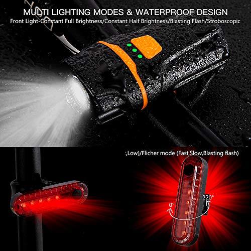 Wastou Wastou Bike Lights, Super Bright Bike Front Light 1200 Lumen, IPX6 Waterproof 6 Modes Cycling Light Flashlight Torch with USB Rechargeable Tail Light(USB Cable Included)
