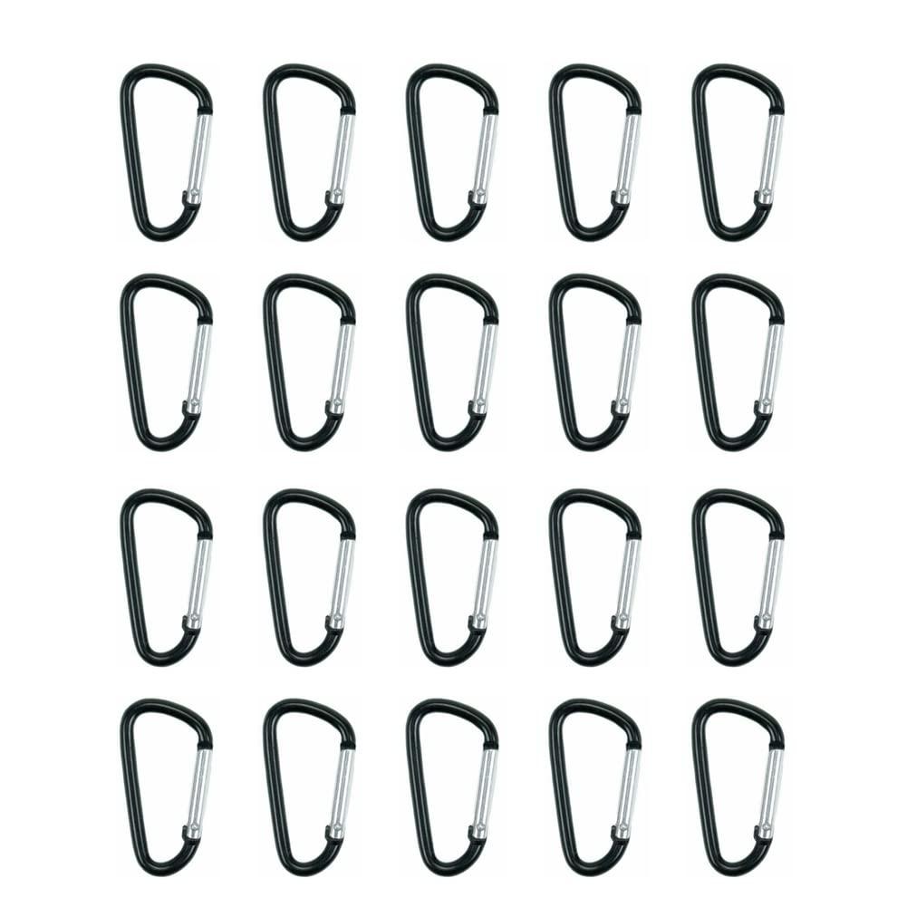 Magik Magik 20-40 Pc D Shape Aluminum Carabiner Clips Spring Camping Snap Hook Keychain (20 Pack)