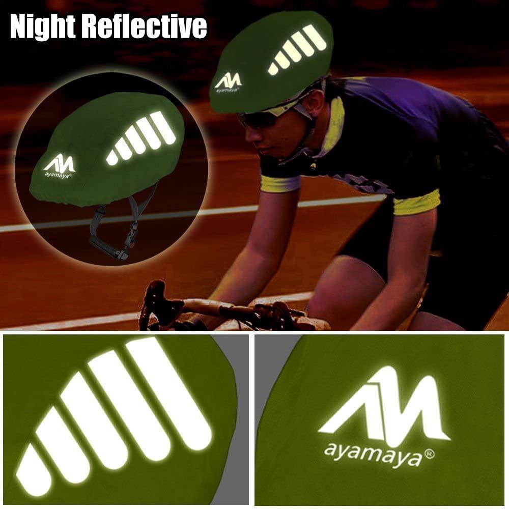 HIKERBRO HIKERBRO Bicycle Helmet Rain Covers, Waterproof Cycle Helmet Cover, Bike Helmet Cover with Reflective Stripes, Windproof High Visibility Helmet Covers for Men Women, Large