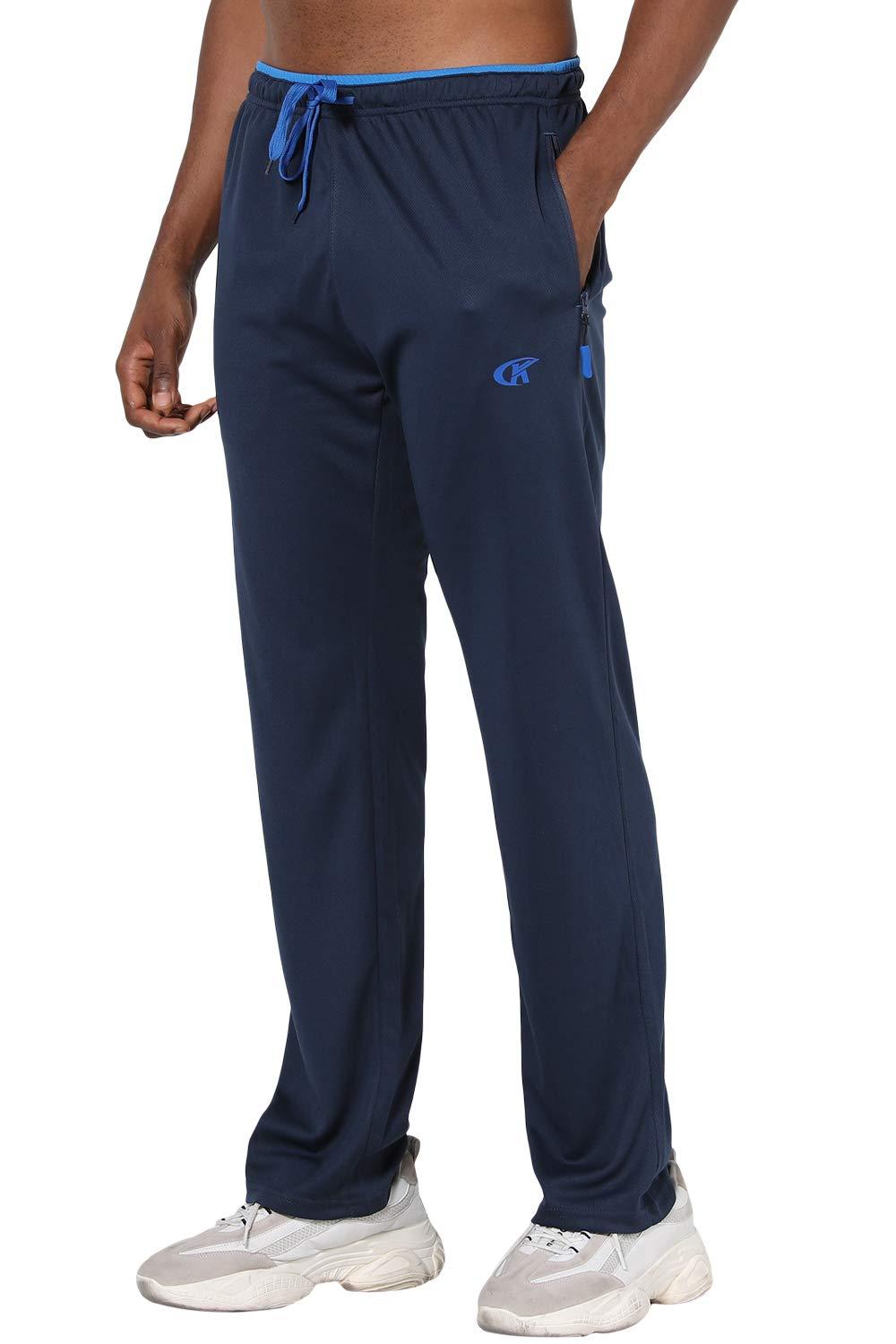NEIKU NEIKU Men's Sweatpants with Pockets Open Bottom Workout Pants Men's Track Pants Men's Active Pants Blue Small