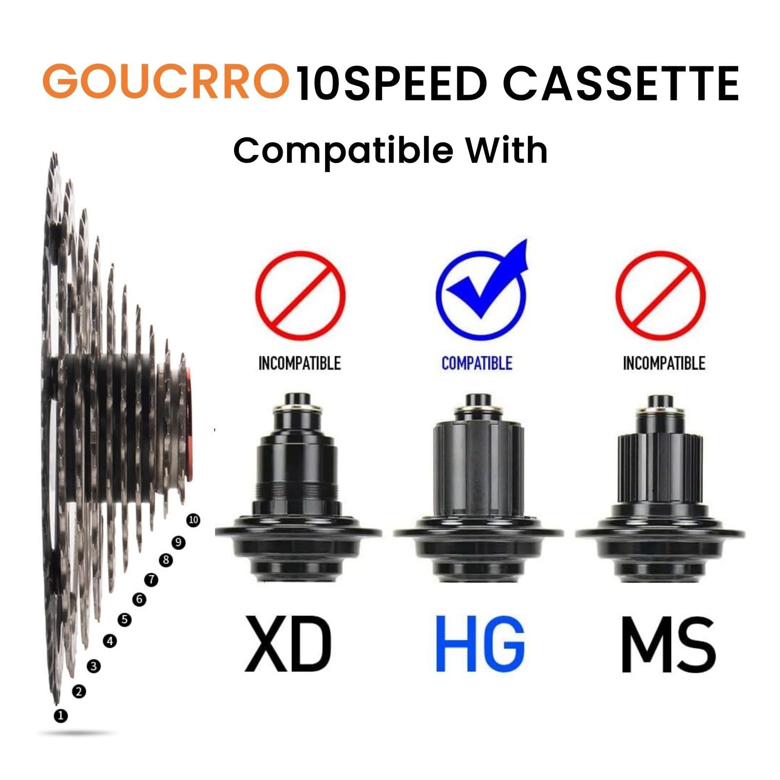 goucrro goucrro Bike Cassette 10-Speed Cassette 11-36T, 11-40T, 11-42T, 11-46T, 11-50T Bicycle Cassettes & Freewheels Fit Mountain Bike, Road Bicycle
