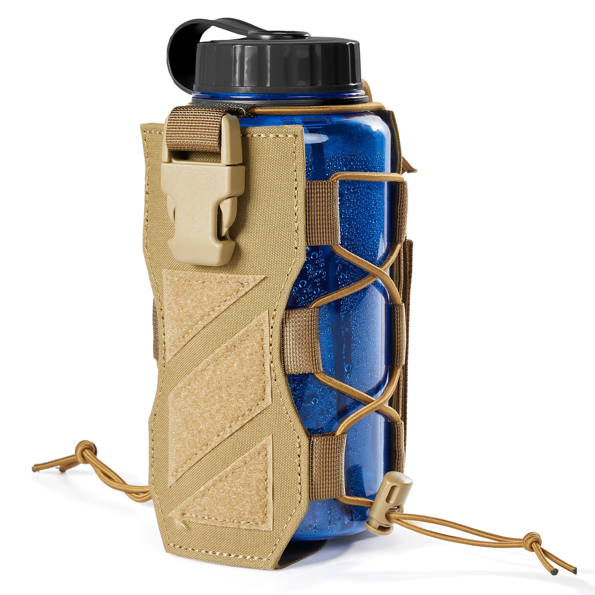 OneTigris OneTigris HUNTERZ Water Bottle Holster, Adjustable 10 to 32oz Hydration Flasks Holder Carrier for Hydro Flask & Nalgene & Contigo Bottle, Brown