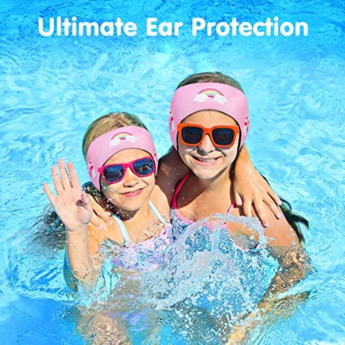 HeySplash HeySplash Swimming Headband, Swimming Earplugs Kids Ear Plugs Ear Band Swimmer Ear Protection, Elastic Neoprene Ear Guard & Hair Guard for Kids, Adults, Keep Water Out & Hold Earplugs in, Medium, Pink