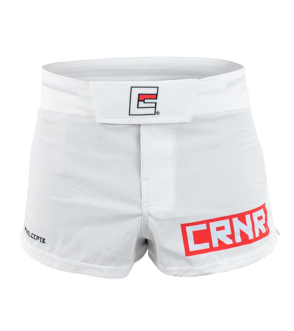 Combat Corner Combat Corner BOSS Fight Shorts BJJ MMA Muay Thai Kickboxing Quick Dry Athletic Fight Shorts for Men and Women White