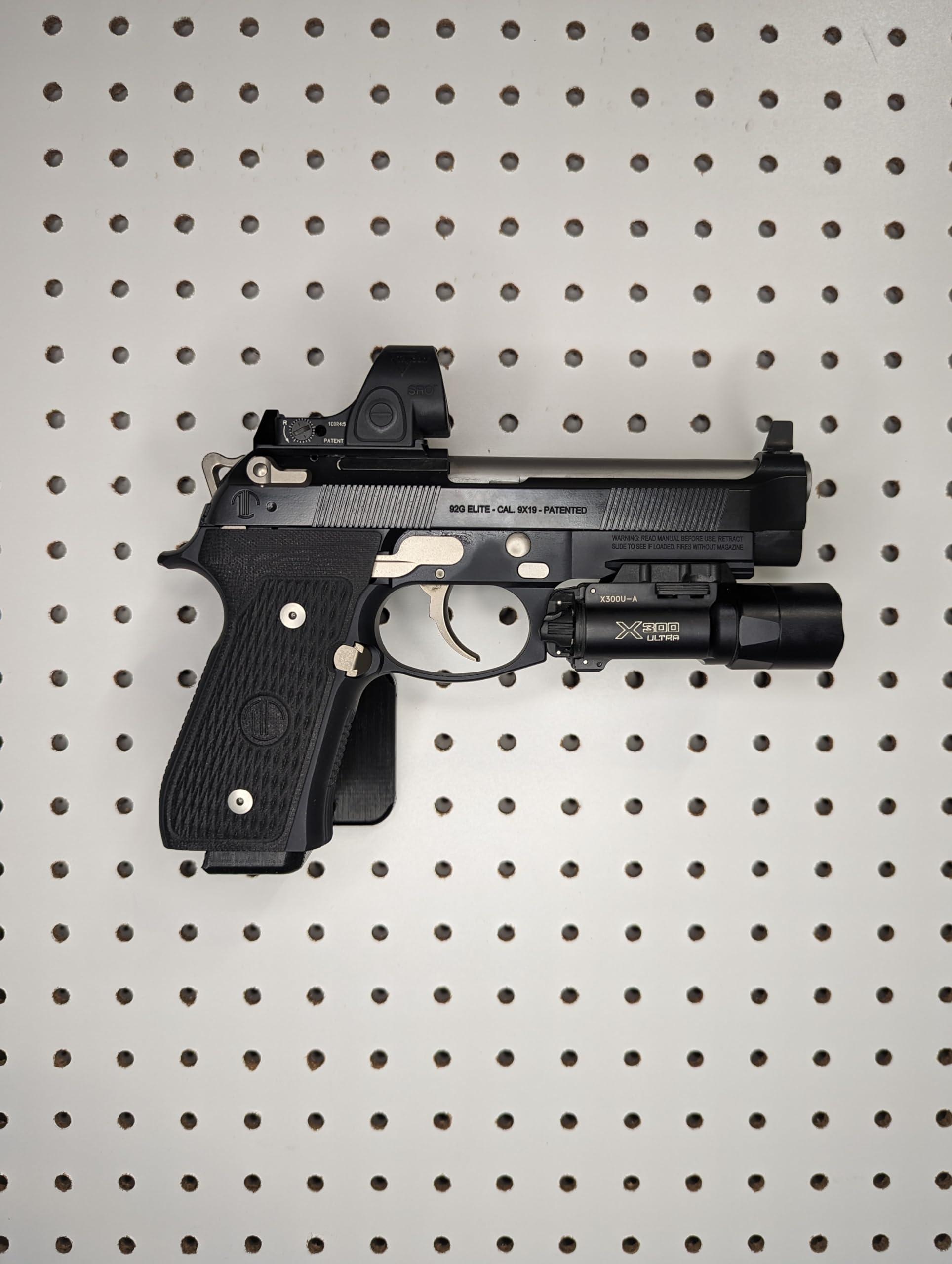 Hammy3DPrints Pegboard Mount for Pistols - Many Brands and Models Supported - Pegboard/Skadis/etc. (Secure Wall, Canik TP9 (Right))