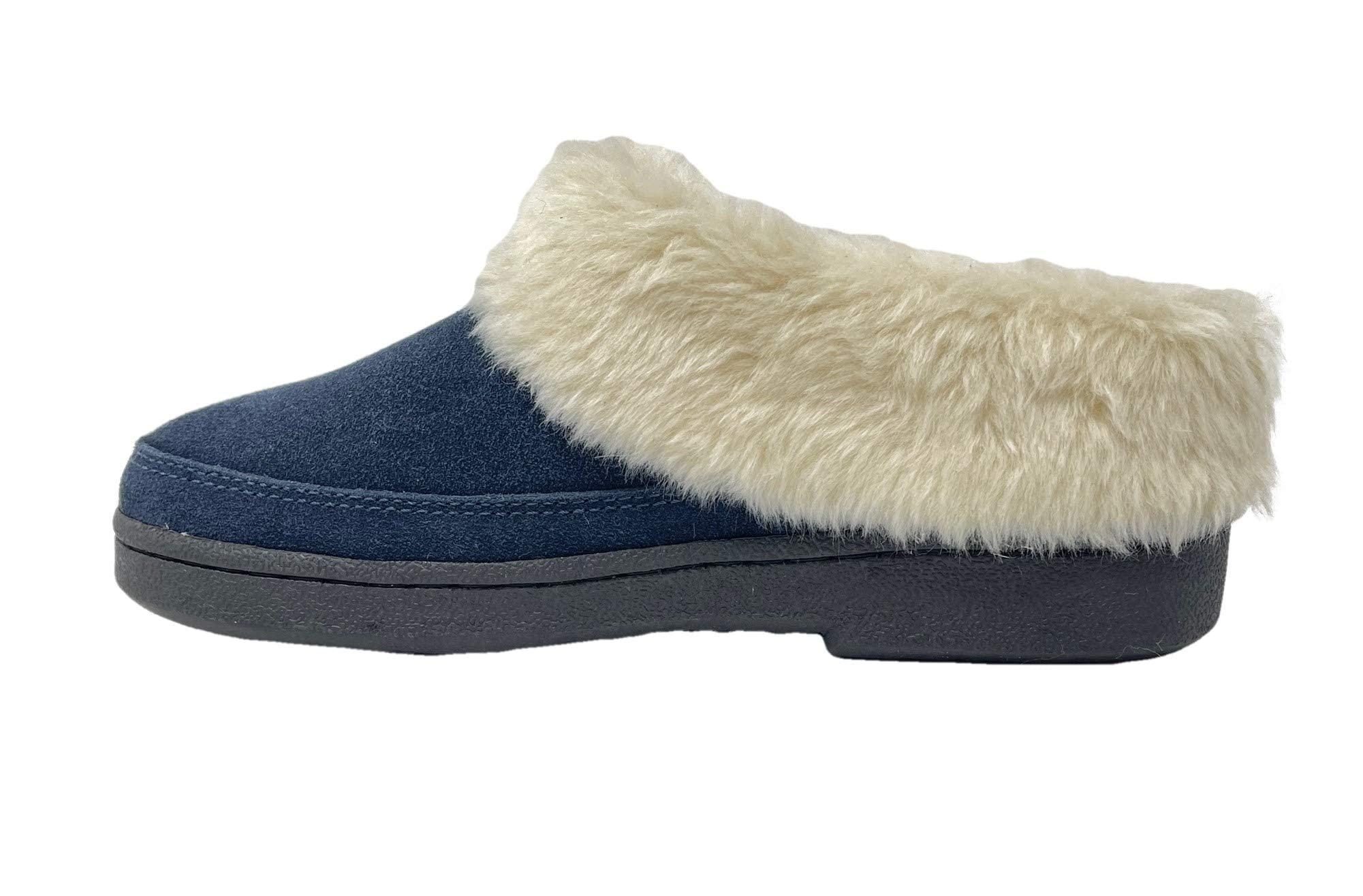 Clarks Clarks Women's Faux Fur Clog Indoor and Outdoor Slipper (Navy, 6 M US)