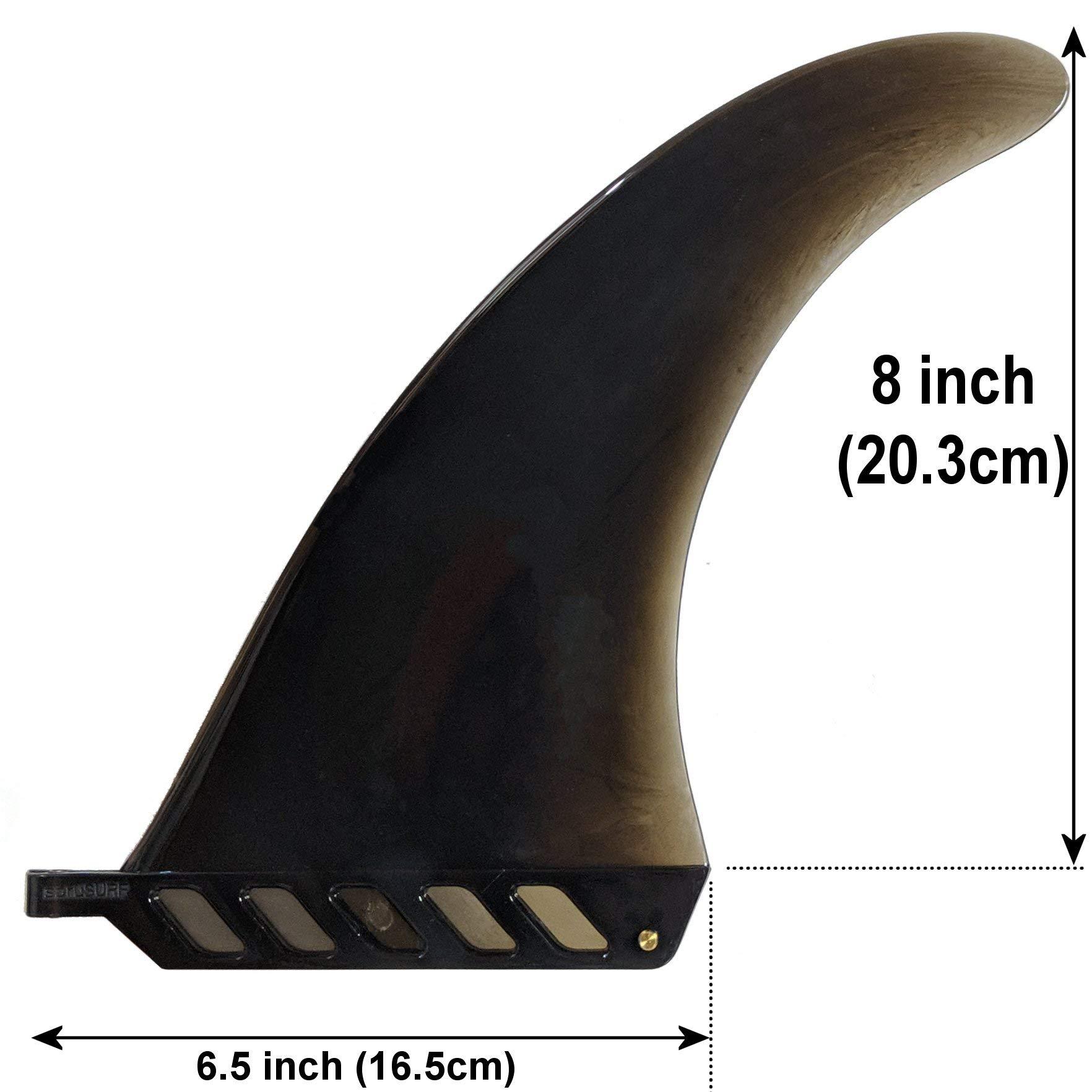 saruSURF saruSURF 8\" US box center fin Safety Flex Soft replacement for longboard SUP Stand up Paddleboard River Surf Whitewater airSUP AIR7 (Black)