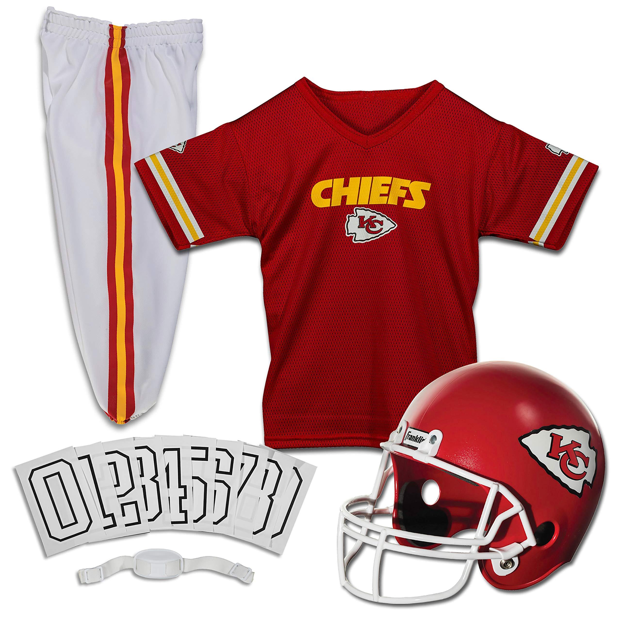 Franklin Sports Franklin Sports Kansas City Chiefs Kids Football Uniform Set - NFL Youth Football Costume for Boys & Girls - Set Includes Helmet, Jersey & Pants - Small