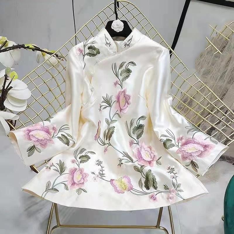 LIXINGHEITANG LIXINGHEITANG Suit Shirt National Style Traditional Elegant Women Chinese Blouse Plus Size Loose Female Hanfu Tops s3 Pink8 XS