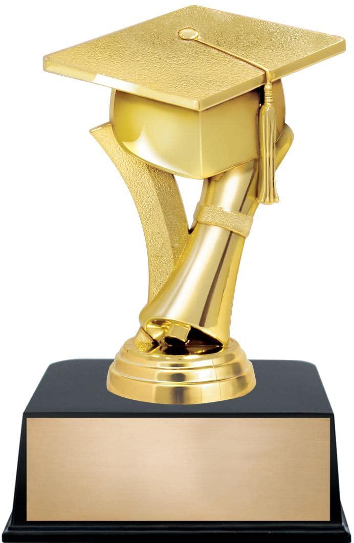 Crown Awards Crown Awards 6" Gold Graduation Cap & Scroll Trophy with Custom Engraving, Black Contemporary Base - 20 Pack