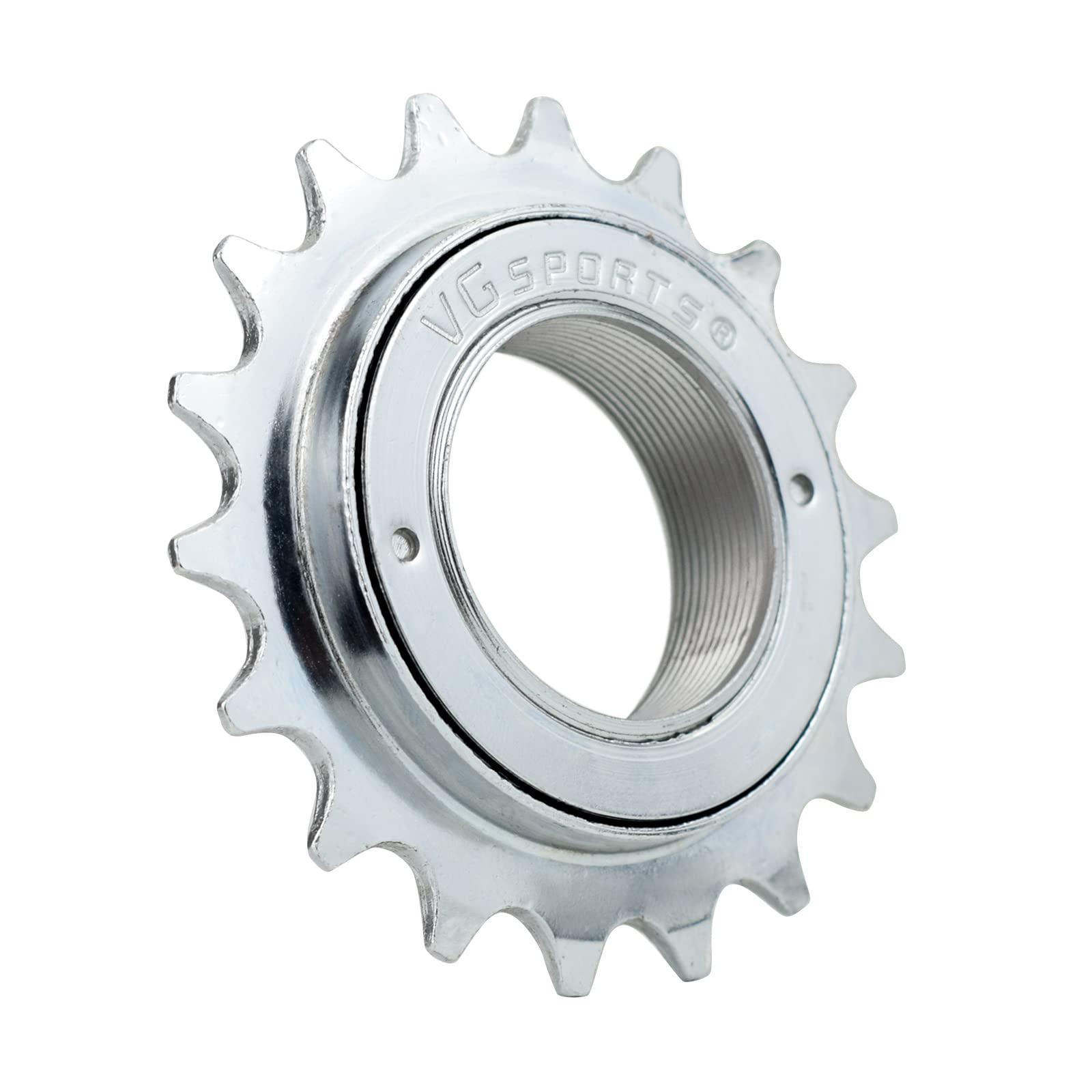 VG SPORTS VG SPORTS Single Speed Bike Freewheel, 18T Compatible with 1/2' x 1/8' Bicycle One-Speed Freewheel Threaded Type Freehub Replacement Parts (Silver)