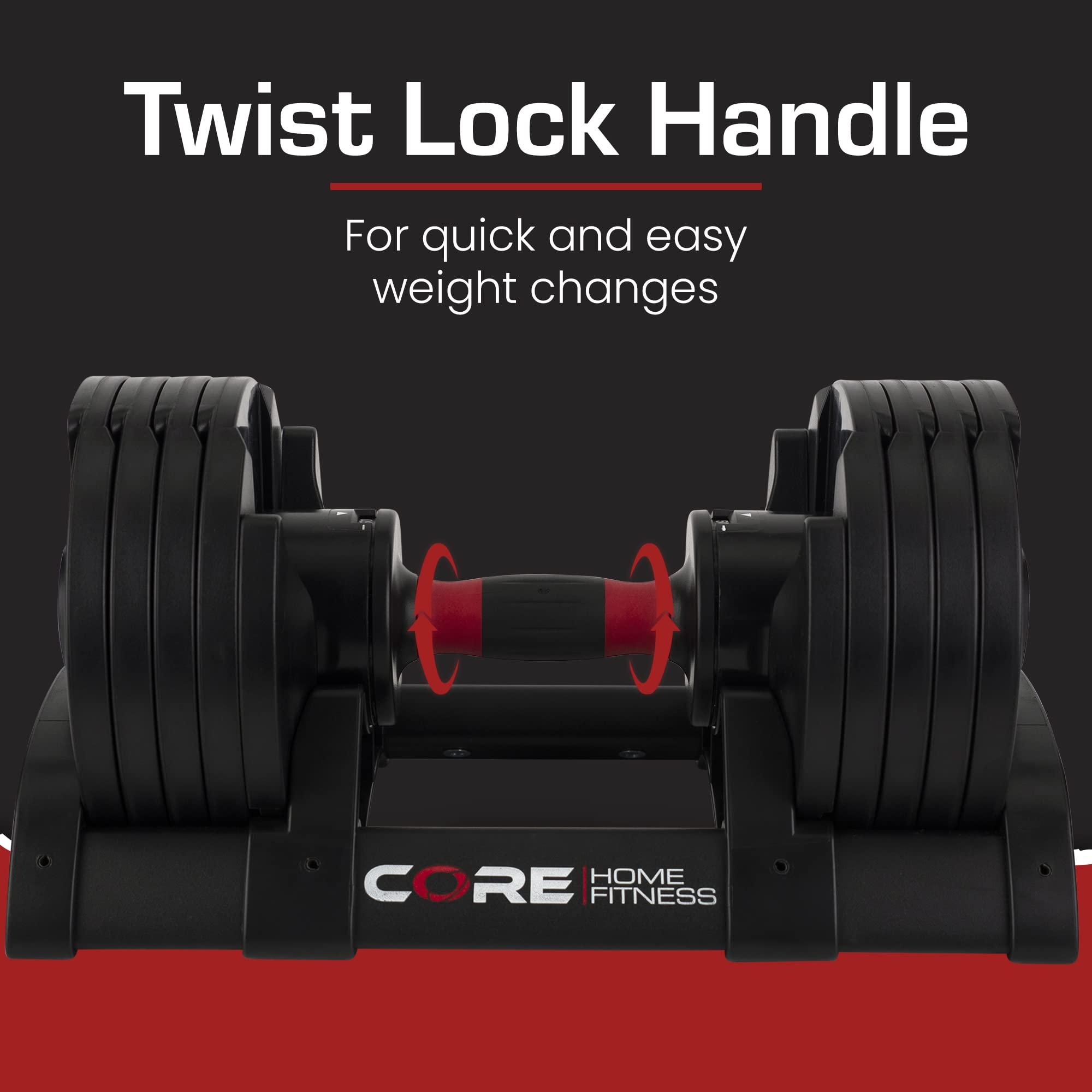 Core Fitness Adjustable Dumbbell Weight Set by Affordable Dumbbells - Space Saver - Dumbbells for Your Home image-8