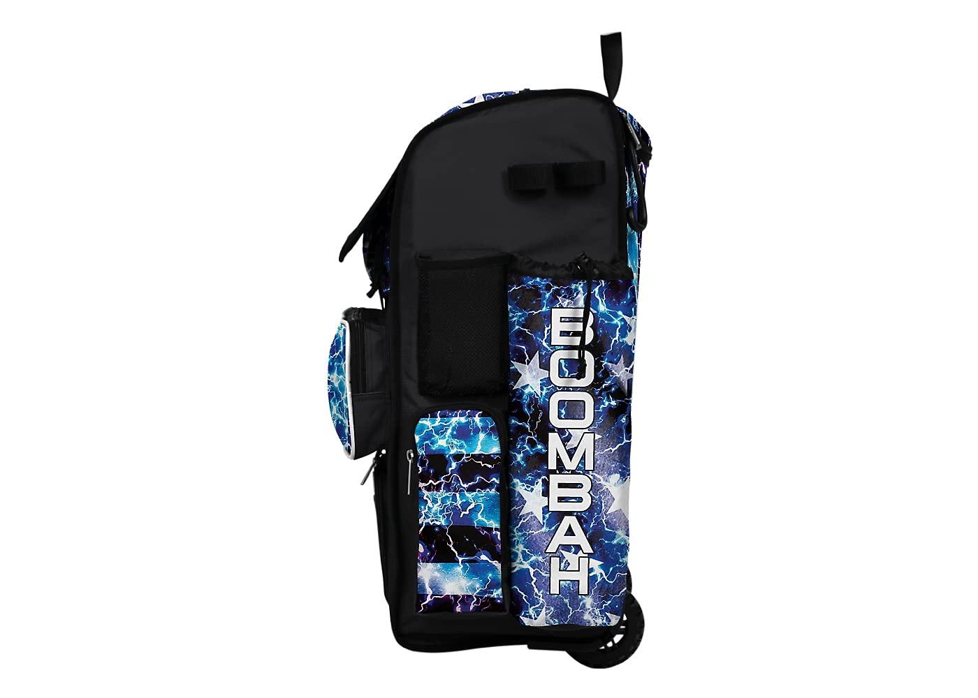 Boombah Boombah Rolling Superpack 2.0 Baseball/Softball Gear Bag - 23-1/2\" x 13-1/2\" x 9-1/2\" - USA Banner Black/Royal Blue/White - Telescopic Handle - Holds 4 Bats - Wheeled Version