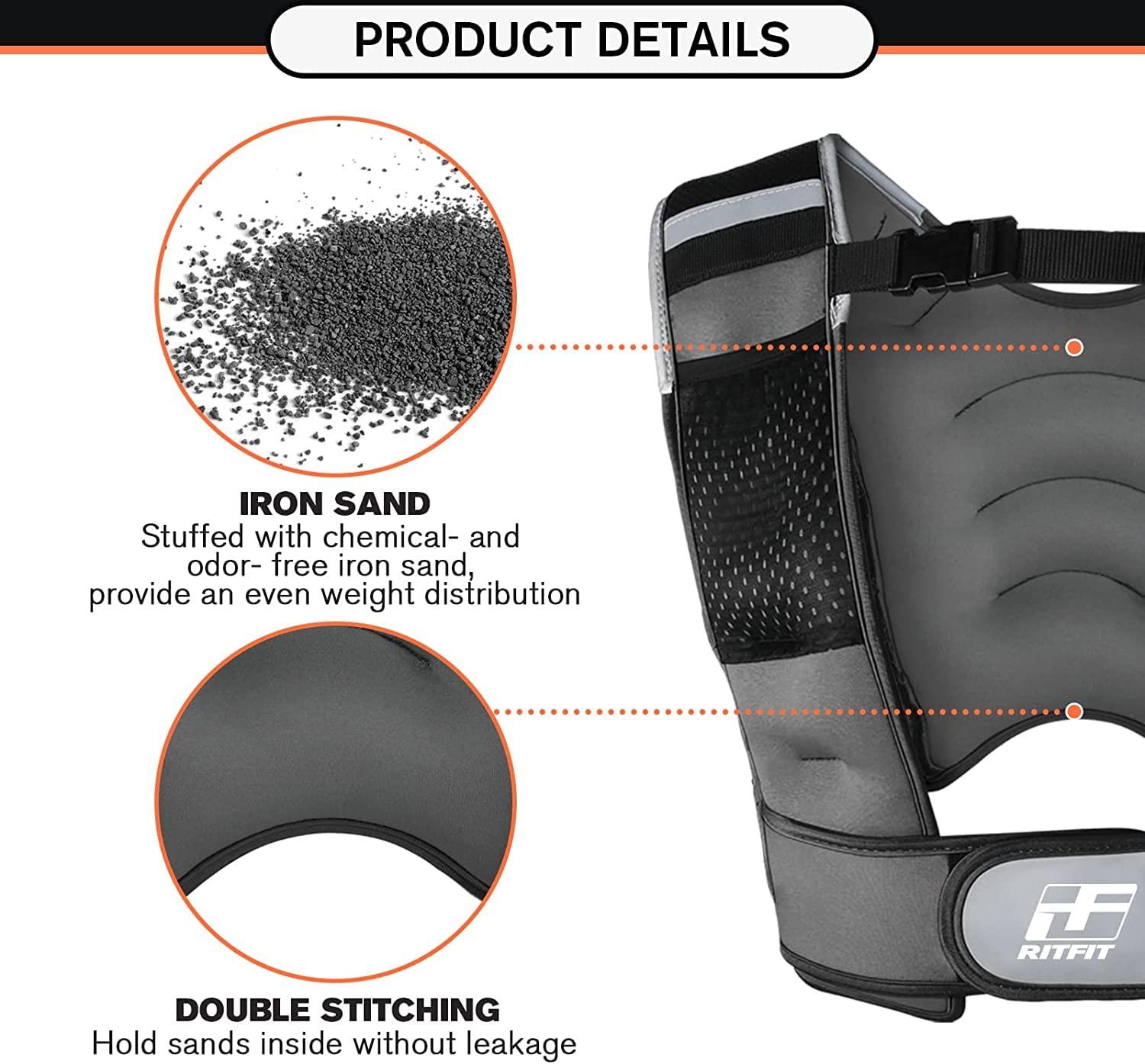 RitFit RitFit Weighted Vest 12 Lbs for Men & Women with Adjustable Straps and Reflective Strips, Body Weight Vest for Strength Training and Muscle Building, Neoprene Fabric (White Logo)