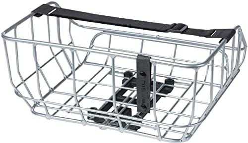 (Basil) Basil Bicycle Basket, Portland, Rear Basket, MIK Compatible, 5.2 gal (25 L), Rear Use, Chrome