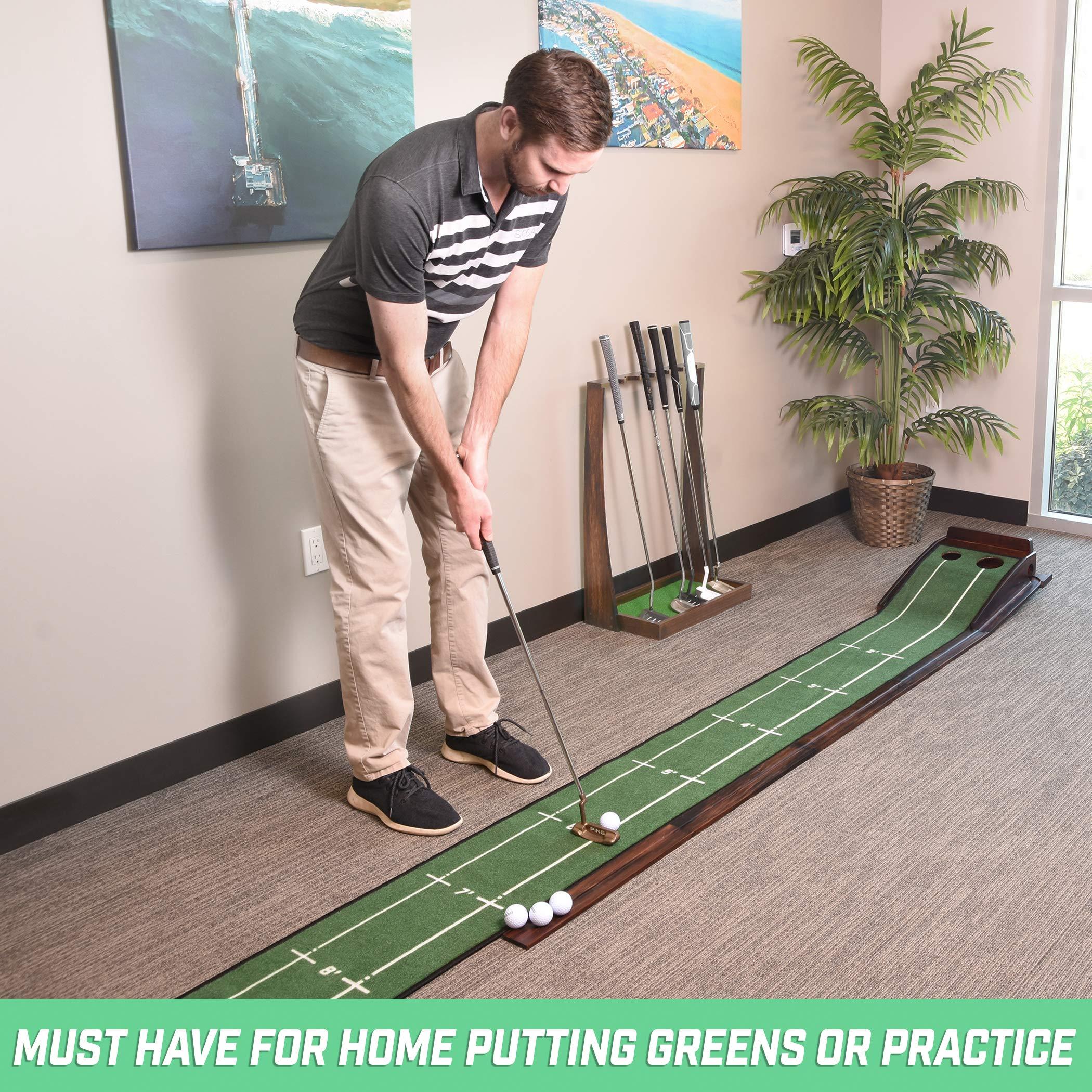 GoSports GoSports Premium Wooden Golf Putter Stand - Indoor Display Rack, Holds 6 Clubs - Black, Natural, Brown, White