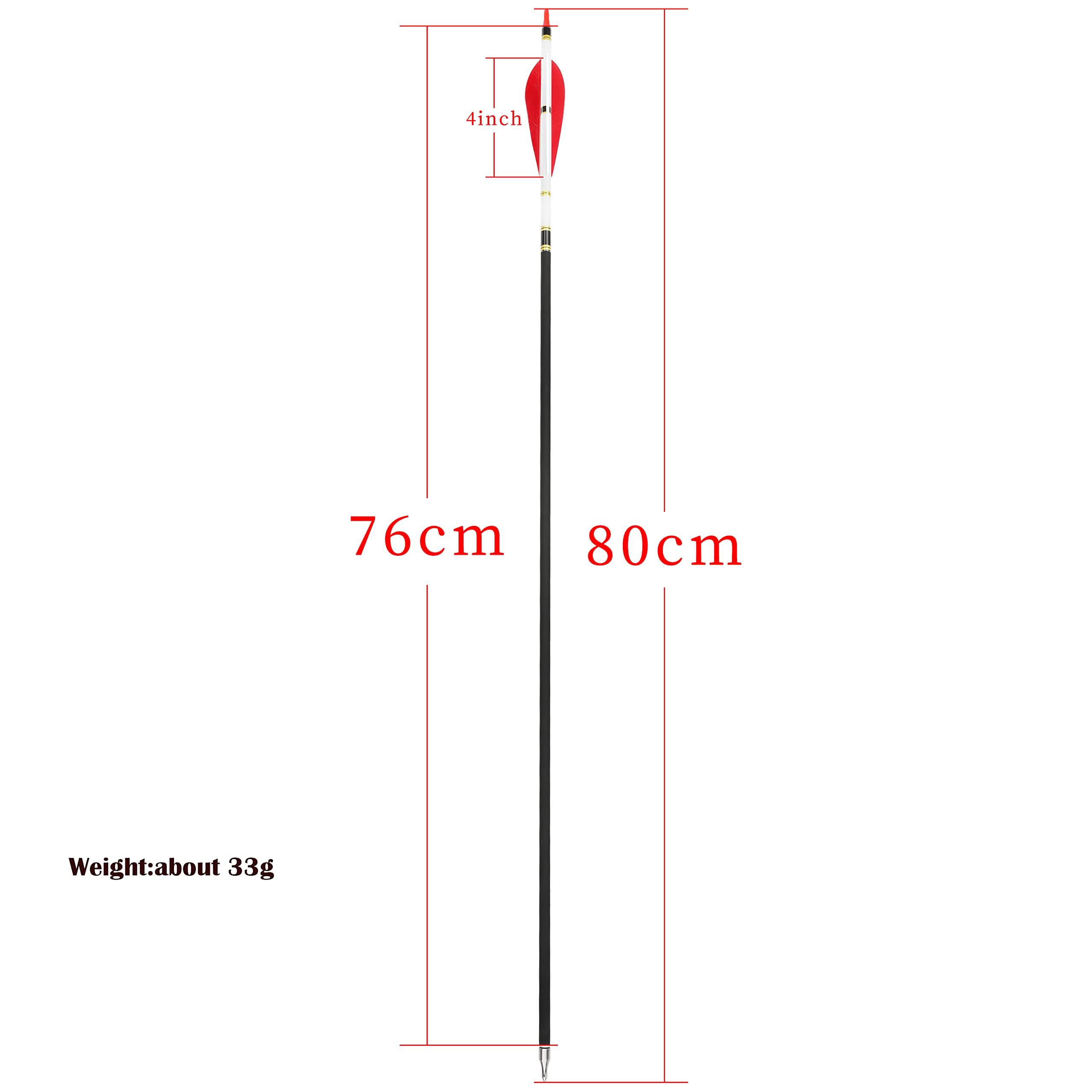 HNZMDY HNZMDY 30 inch Archery Carbon Arrows 500 Spine Hunting Arrows with 4\" 5\" Turkey Feather Fletching 100 Grain Points for Recurve Compound Bow Target Practice (4 inch Arrow Feather, 12 pcs Arrow)