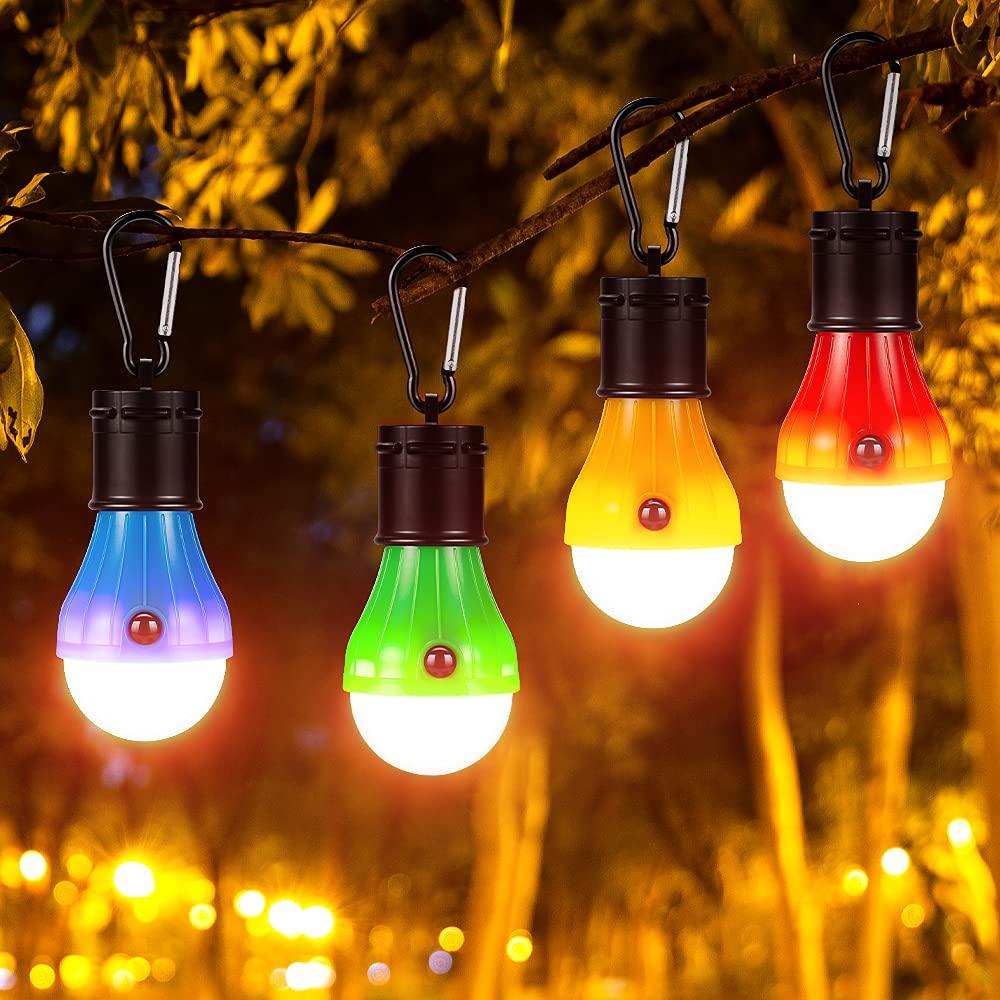 Doukey Campings Light [4 Pack] Doukey Portable Camping Lantern Bulb LED Tent Lanterns Emergency Light Camping Essentials Tent Accessories LED Lantern for Backpacking Camping Hiking Hurricane Outage