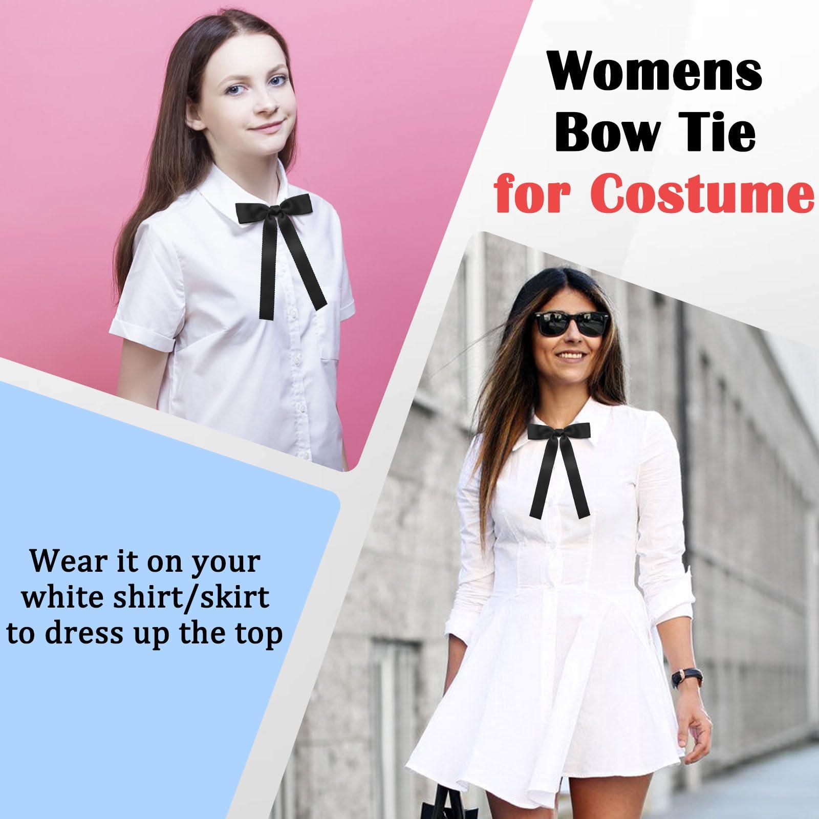 Luckyvestir Luckyvestir Western Bow Ties for Men Women, Black/Red Colonel Satin Ribbon String Bow Tie for Costume Uniform