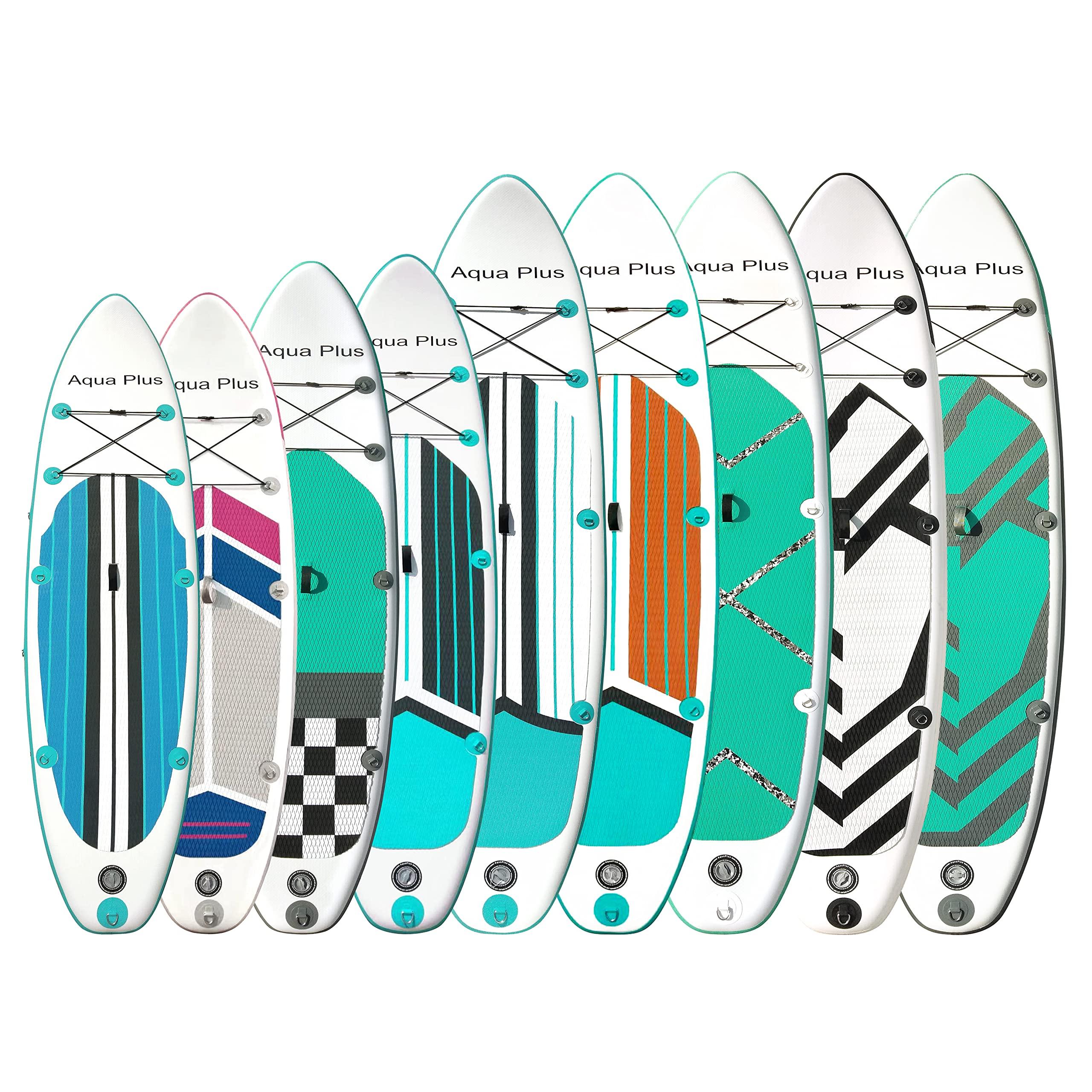 Aqua Plus Aqua Plus 6inches Thick Inflatable SUP for All Skill Levels Stand Up Paddle Board,Paddle,Pump,ISUP Travel Backpack, Leash,Shoulder Strap,Youth,Adult Inflatable Paddle Board