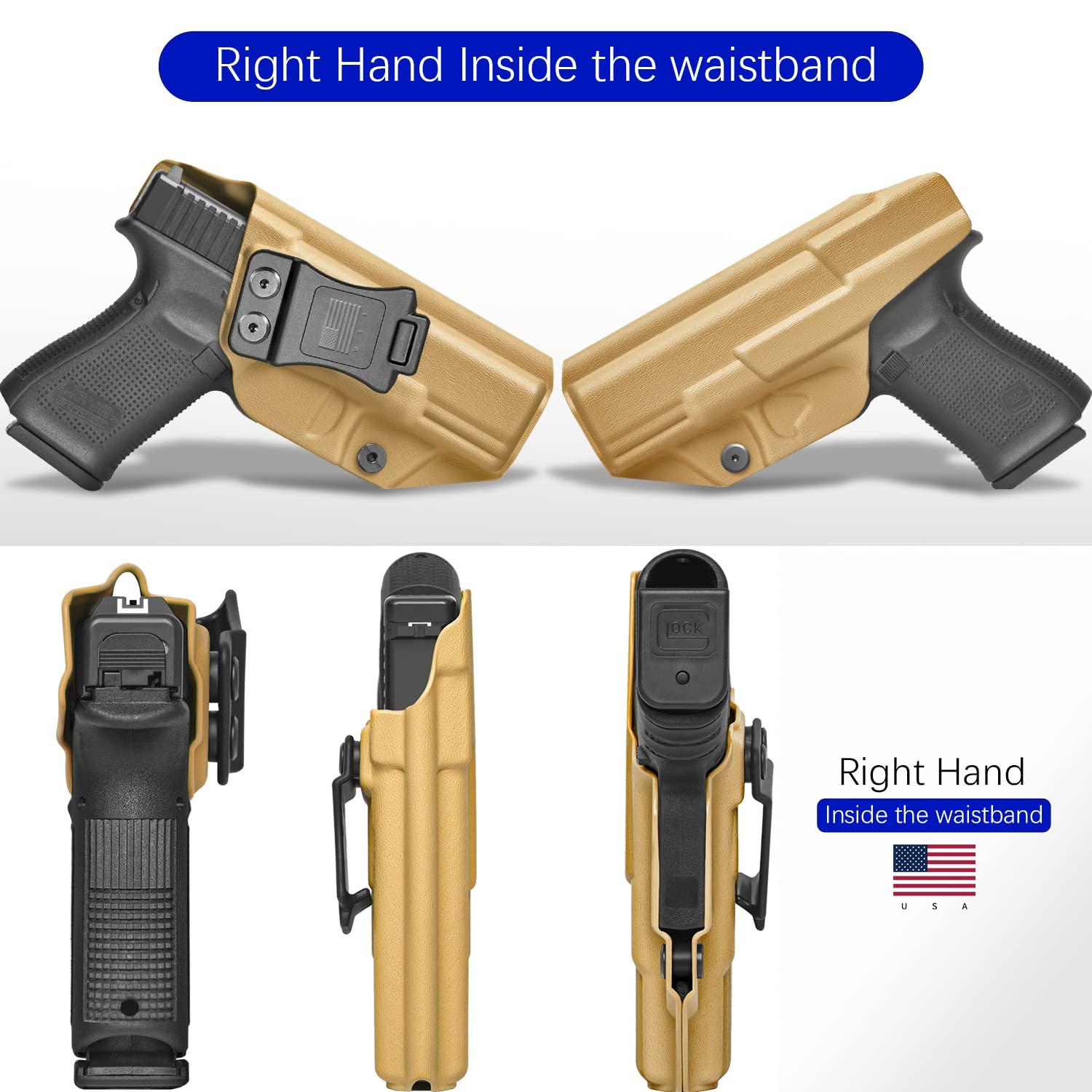 B.B.F MAKE Glock 19 Holster Concealed Carry, USA Made Slim Profile IWB KYDEX Holster with Adjustable Cant for 19/19X/44/45 Gen(3-5) & Glock 23/32 Gen(3-4) Pistol Accessories, Inside Waistband