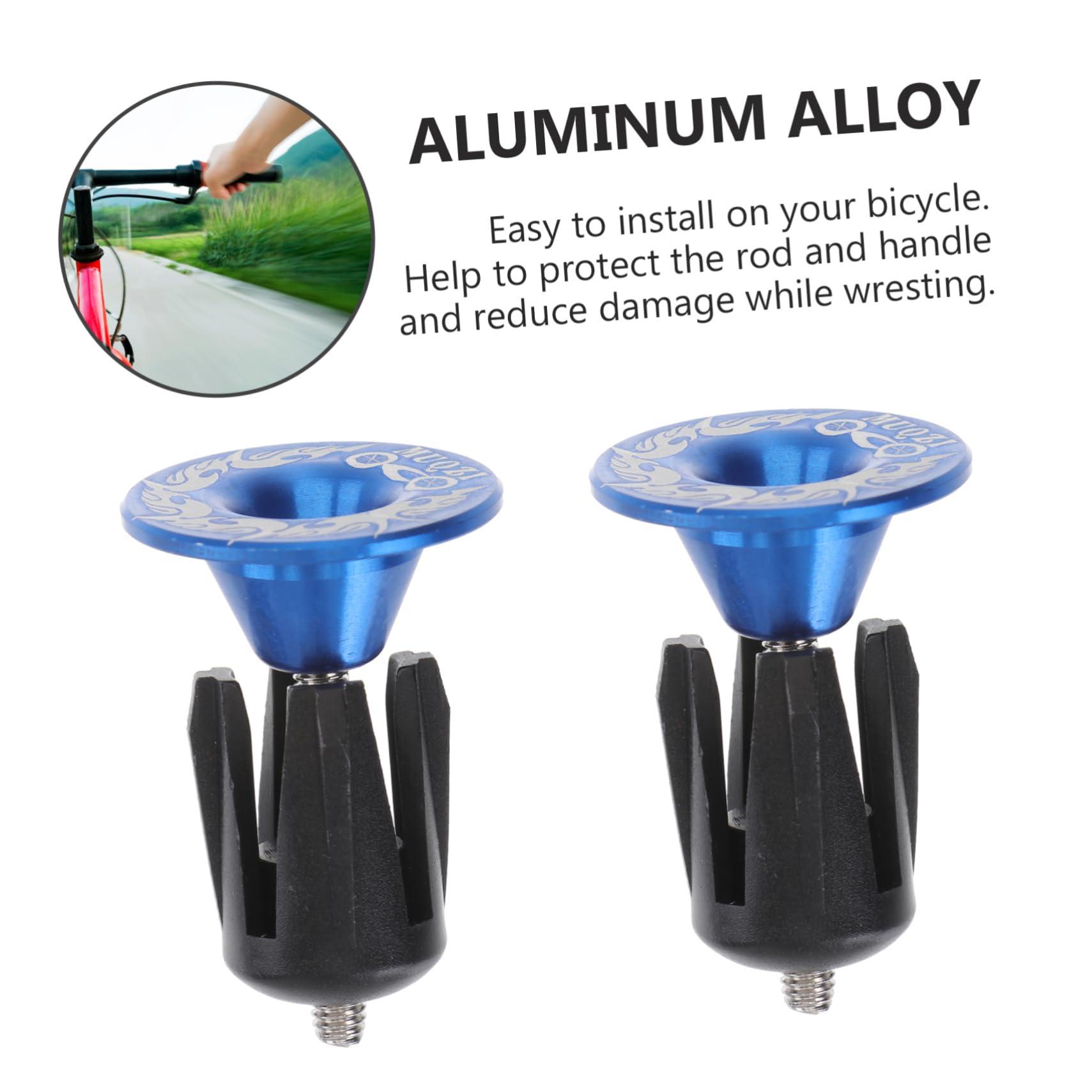 HANABASS HANABASS Aluminum Alloy Bar End Plugs for Mountain Road Bikes Lightweight Durable Caps with Silver Ring Easy to Install Handlebar End Caps Blue