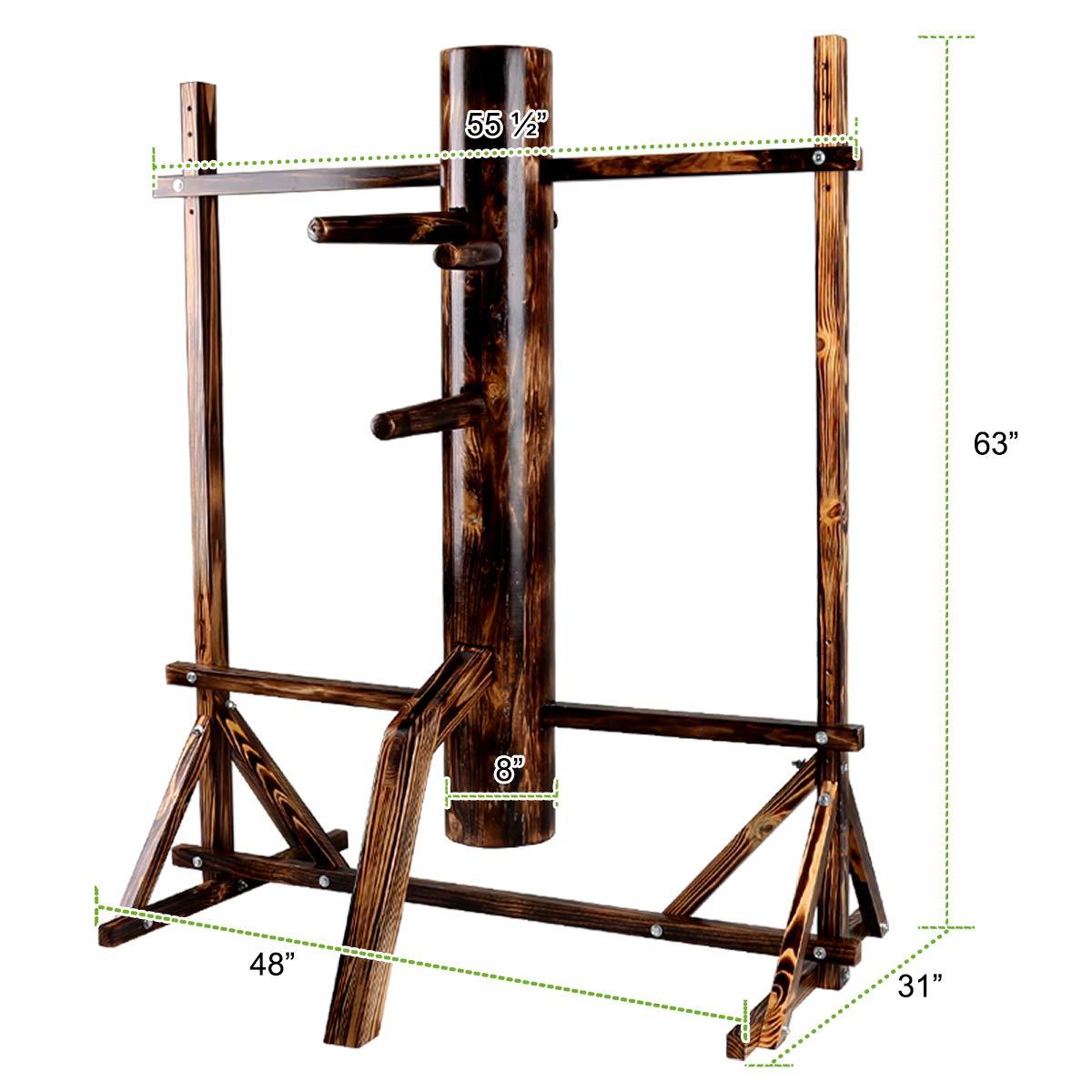 Flex HQ Flex HQ Adjustable Height Wing Chun Dummy Mook Yan Jong IP Man Training Target Wood with Frame Stand