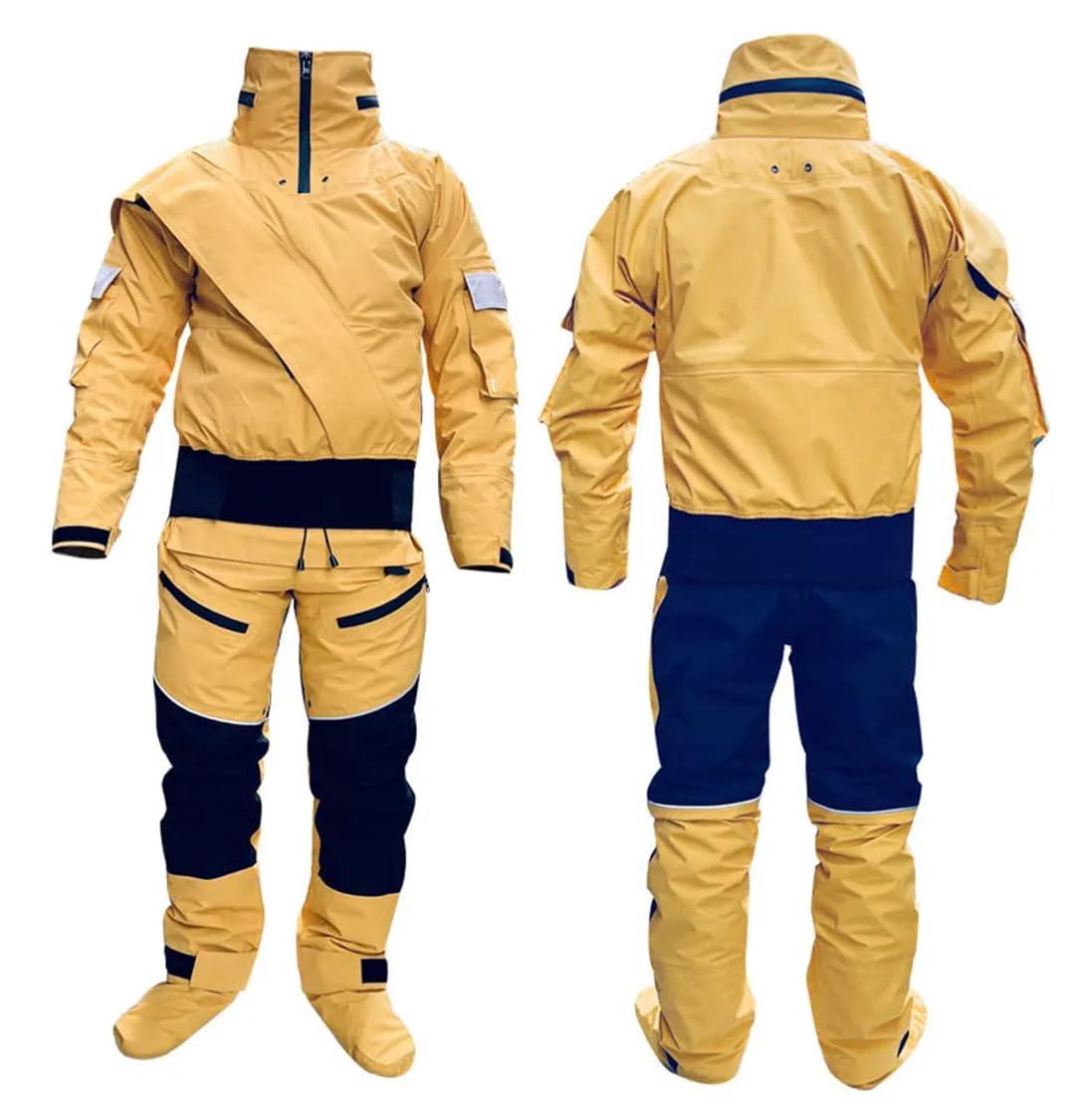 Wjnvfioo Wjnvfioo Kayak Dry Suits Men Hooded One-Piece Overall Paddling Drysuit Waterproof Survival Rescue Clothes EN8 S