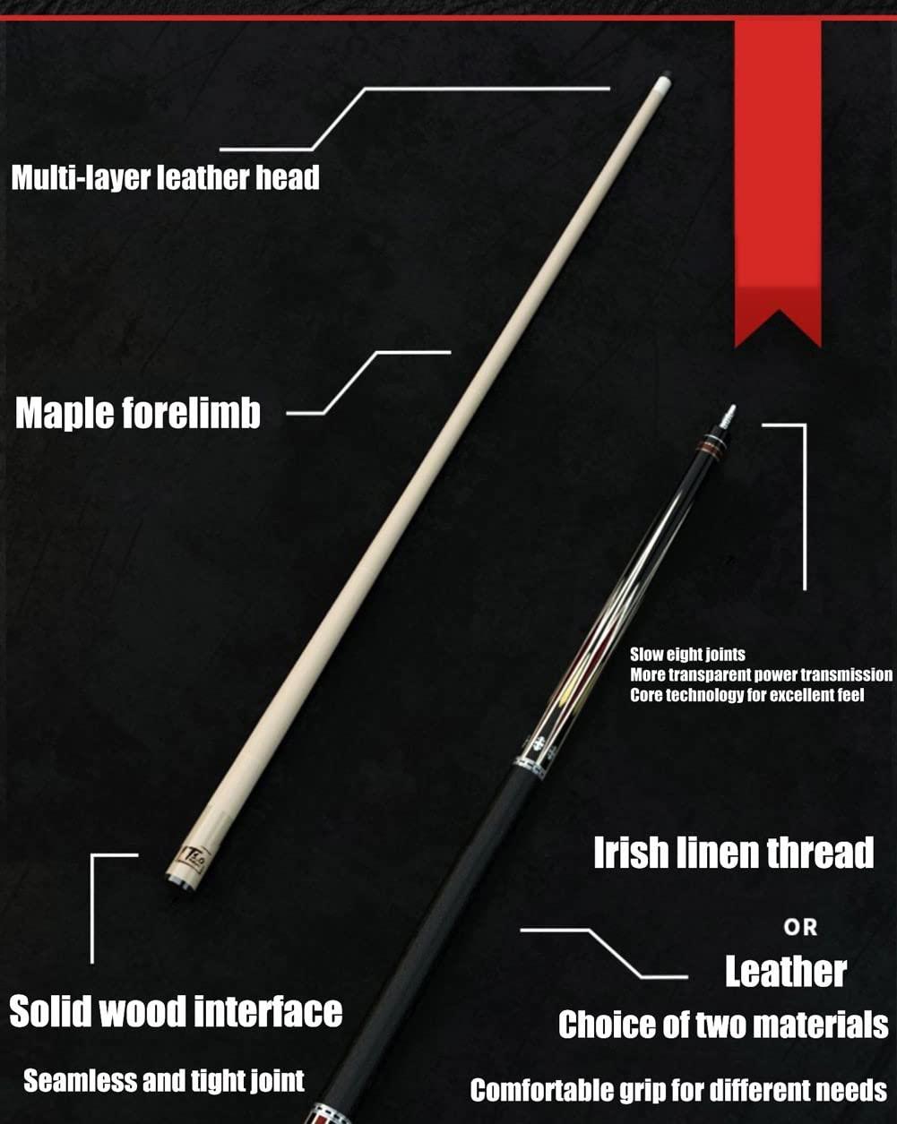 sxysdkjco 57\" Pool Cue 19-19.5Oz, 1/2 Maple Cue Adjustable Snooker Cue and Soft Bag Set for Billiard Players sxysdkjco 230422(Color:A,Size:11.75MM)