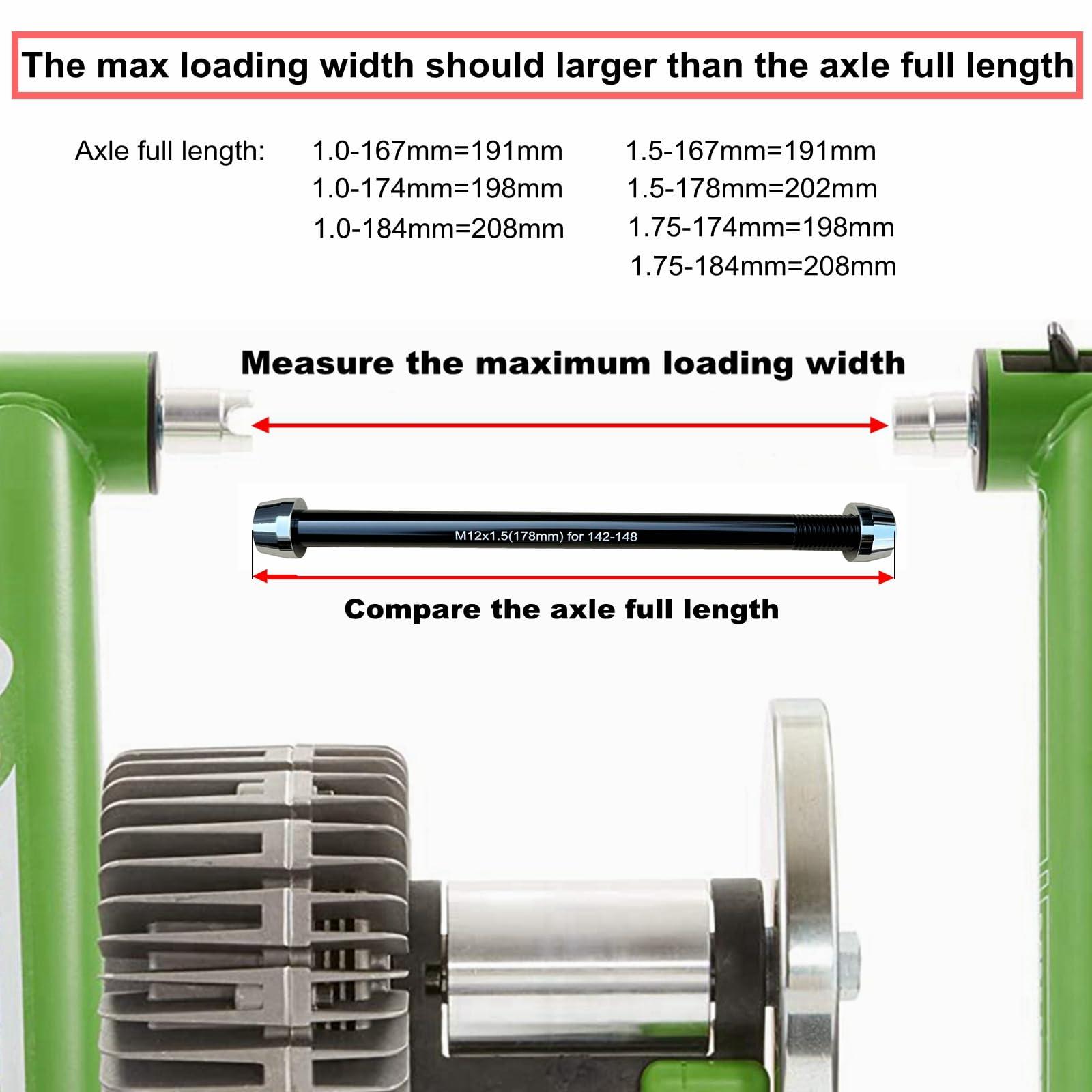 ODIER Bike Trainer Thru Axle Adapter for Bicycle Indoor Trainers 12MM Axle 1.0/1.5/1.75 Thread Pitch Multiple Length (M12 184-1.0)
