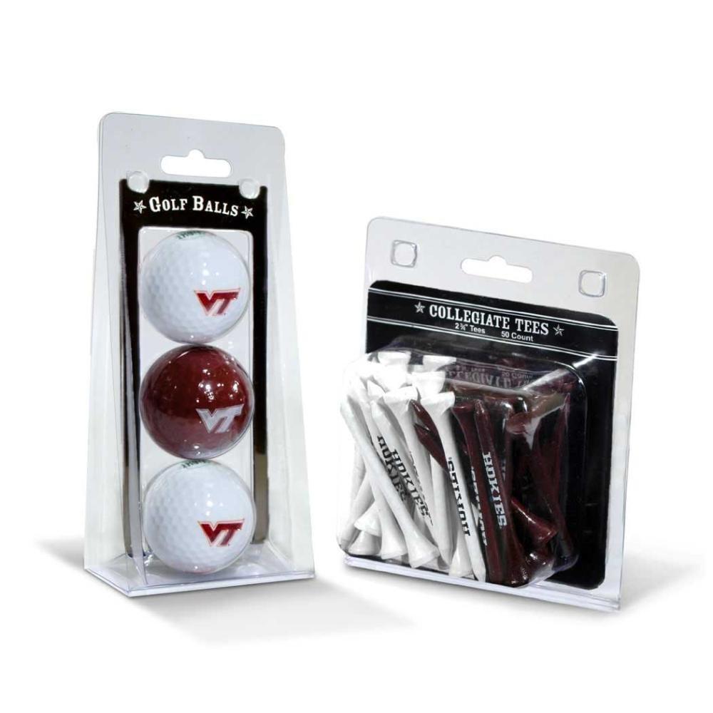 Team Golf Team Golf NCAA Virginia Tech Hokies 3 Golf Balls And 50 Golf Tees Logo Imprinted Golf Balls (3 Count) & 2-3/4\" Regulation Golf Tees (50 Count), Multi Colored