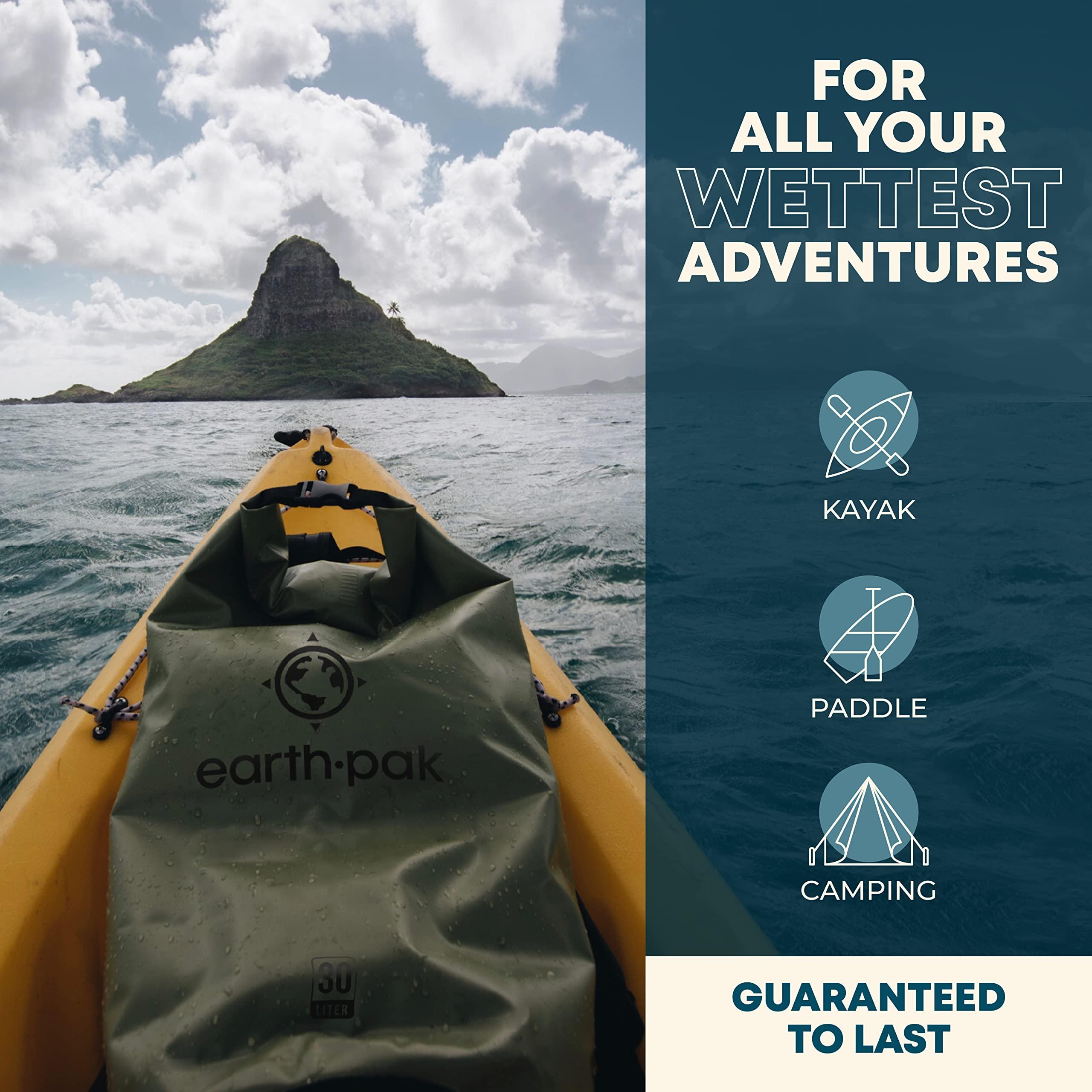 Earth Pak Earth Pak Waterproof Dry Bag - Roll Top Waterproof Backpack Sack (20L Black & 20L Green)