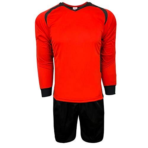 Finale Goalkeeper Jersey Set, Padded Goalie Shirt and Padded Goalkeeper Short (3 Colors, Neon, Orange and Red) (X-Large, Red)