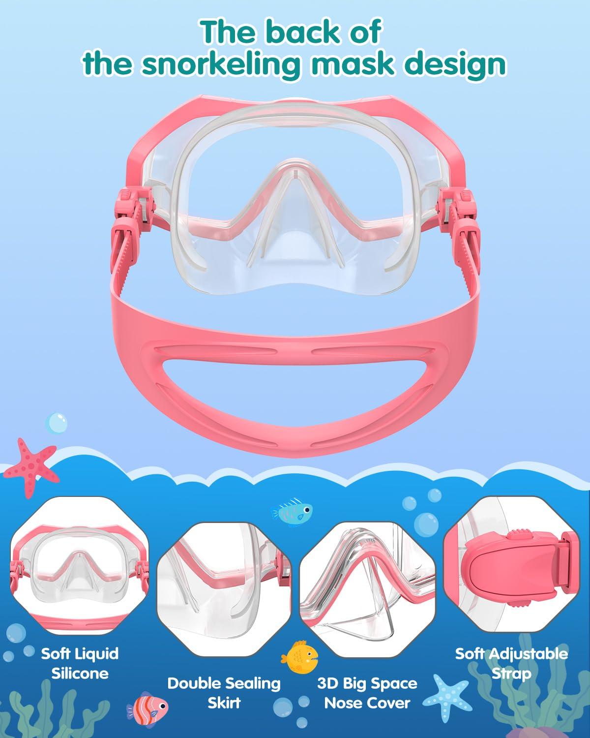 W WSTOO W WSTOO Swim Goggles with Nose Cover,Latest HD 3-Window Wide Vision Lens Snorkel Mask Anti-Fog Anti-Leak for Adults Youth and Kids Swimming Snorkeling Diving