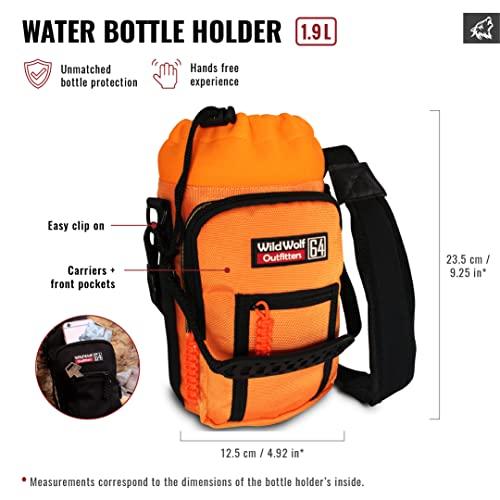 Wild Wolf Outfitters Wild Wolf Outfitters Water Bottle Holder for 64oz Bottles Orange - Carry, Protect and Insulate Your Best Flask with This Carrier w/ 2 Pockets & an Adjustable Padded Shoulder Strap