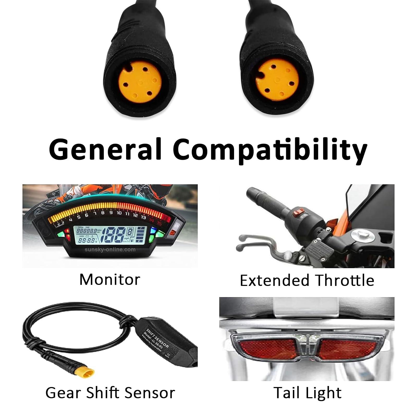 baluoqi baluoqi Electric Bike 1T2 Cable Y-Splitter Extending Wire with Waterproof 3 Pin Connector Extension Cable for Ebike Light, Gear Sensor and Brake in Ebike Conversion Kit