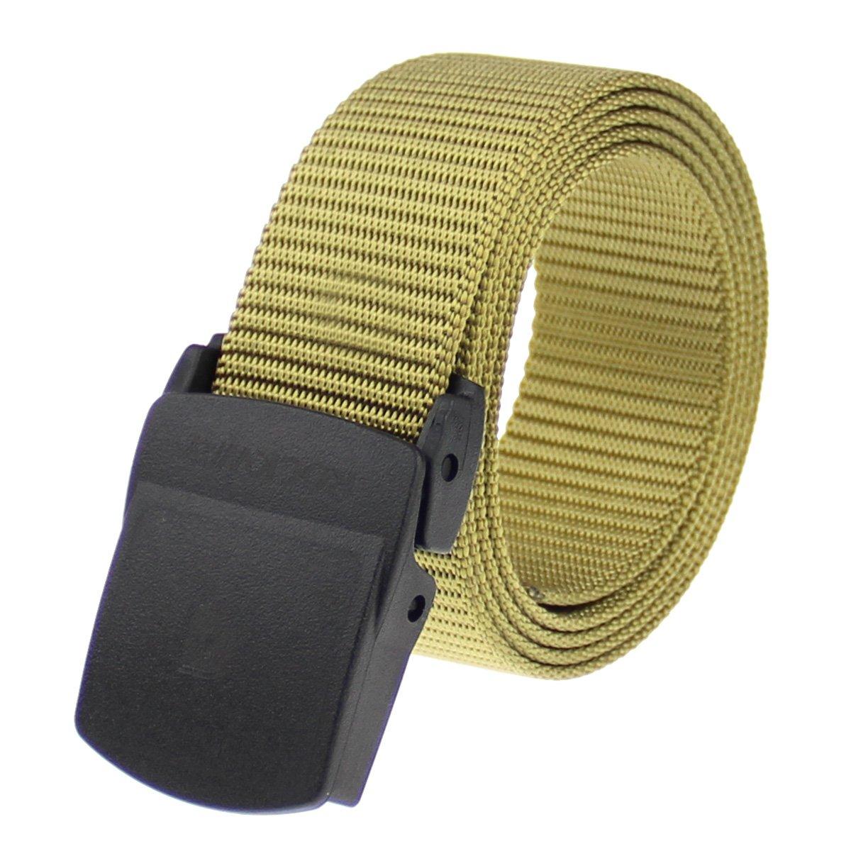 Rockway Rockway Men's Nylon Webbed Belt with YKK Dupont Plastic Buckle, Nickel Free Airport Friendly Khaki (X-Large)